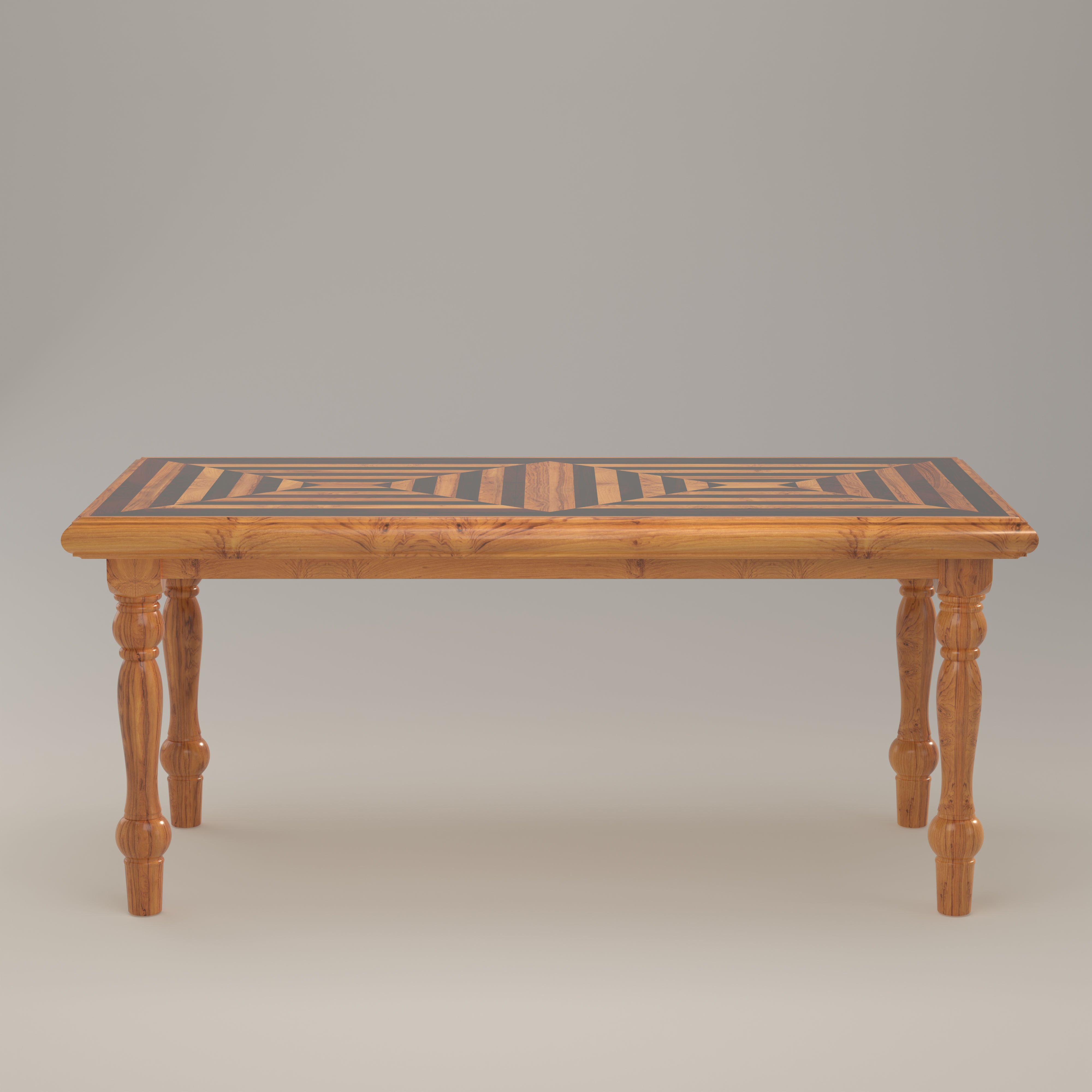 Antique Wooden Premium Inlay Round Leg Teak Dining Table Dining Table