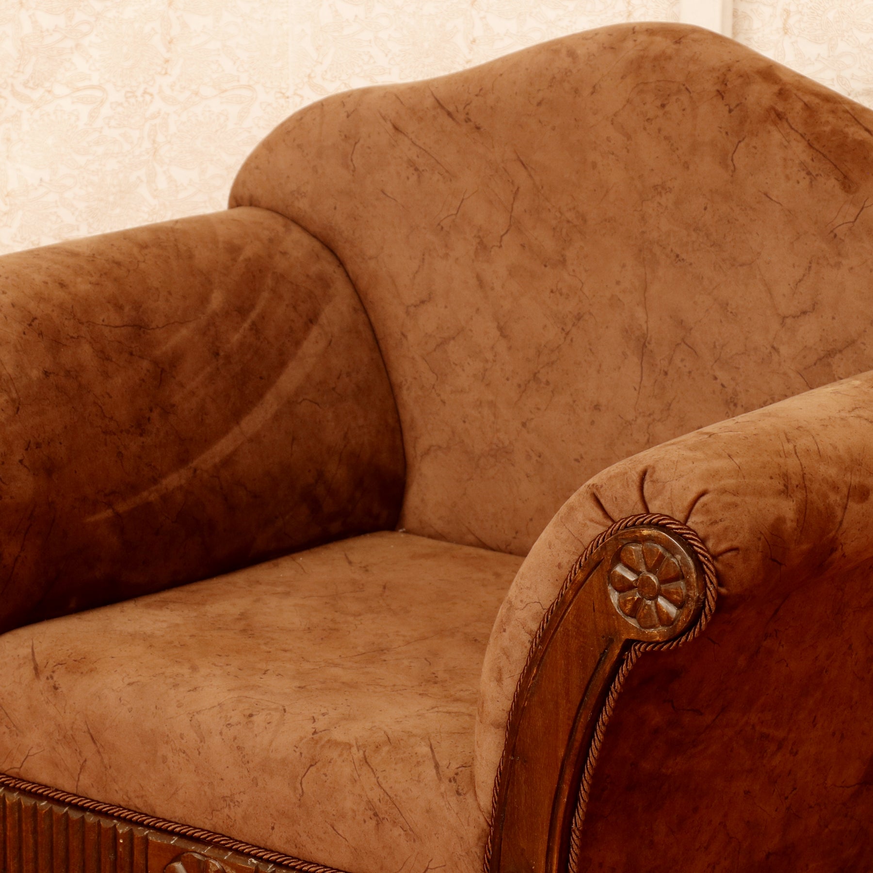 Softer Brown Solid wood structure upholstered Single seater sofa Sofa