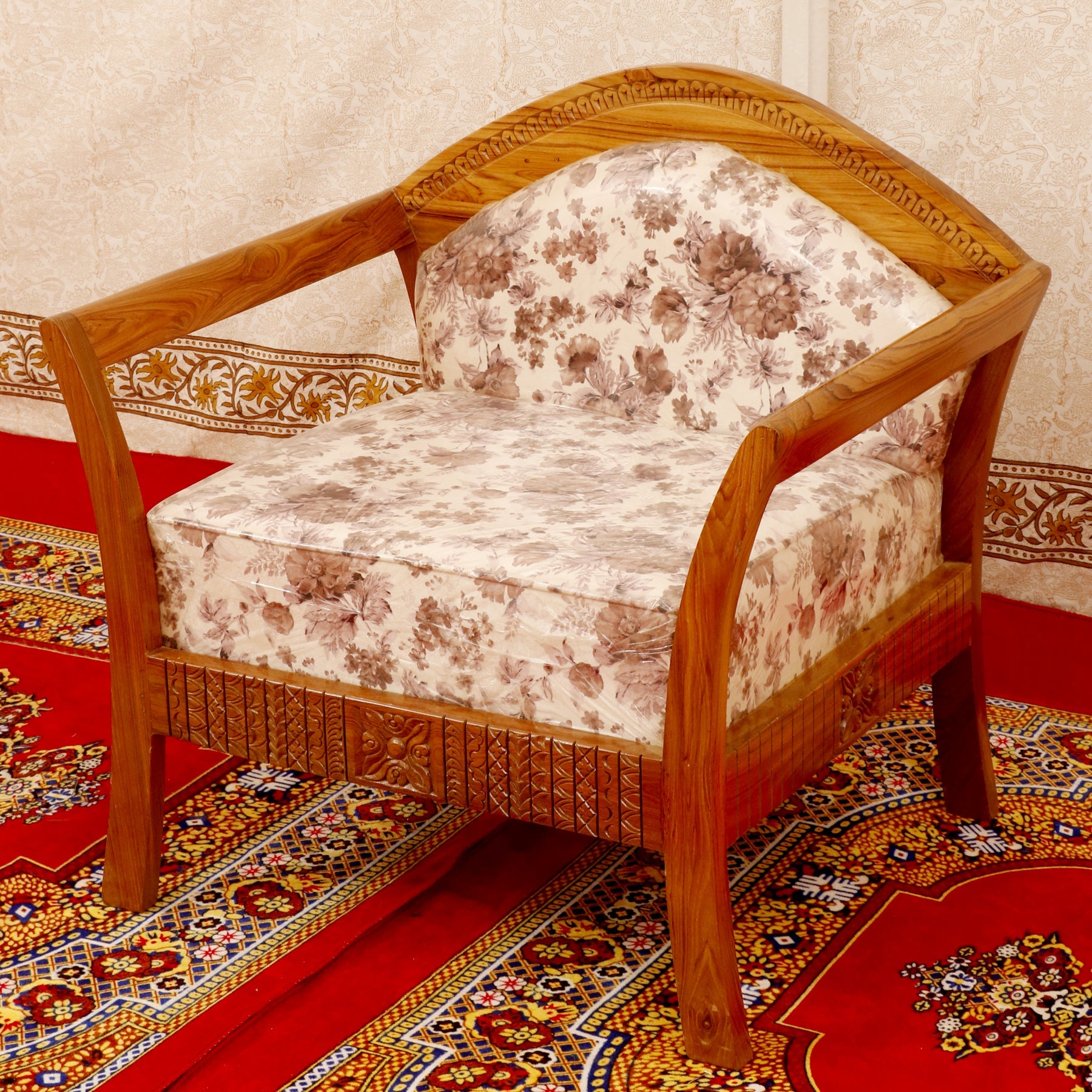 Wooden Traditional simple teak Single Seater Sofa Sofa