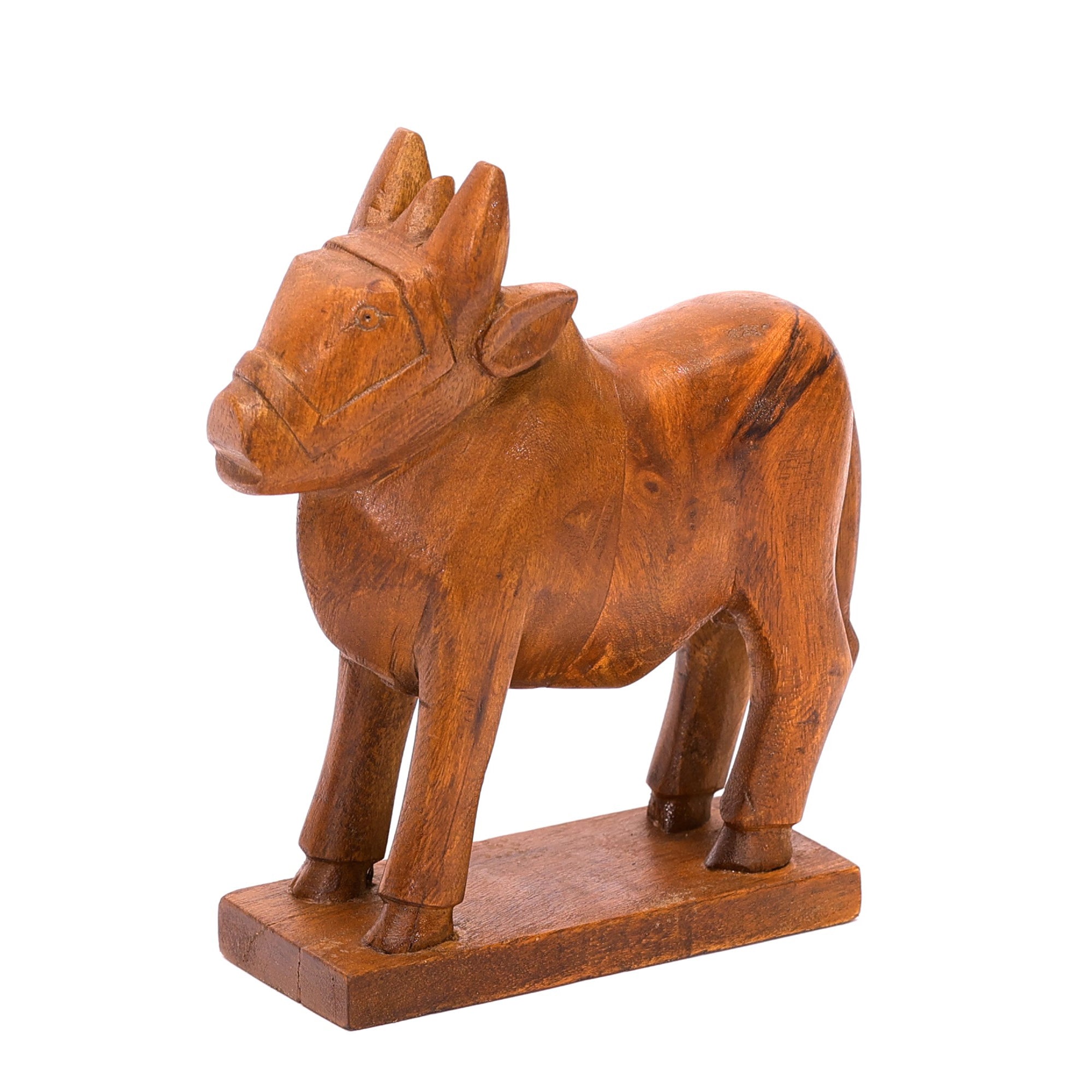 Artistically Handcrafted Wooden Cow Animal Figurine