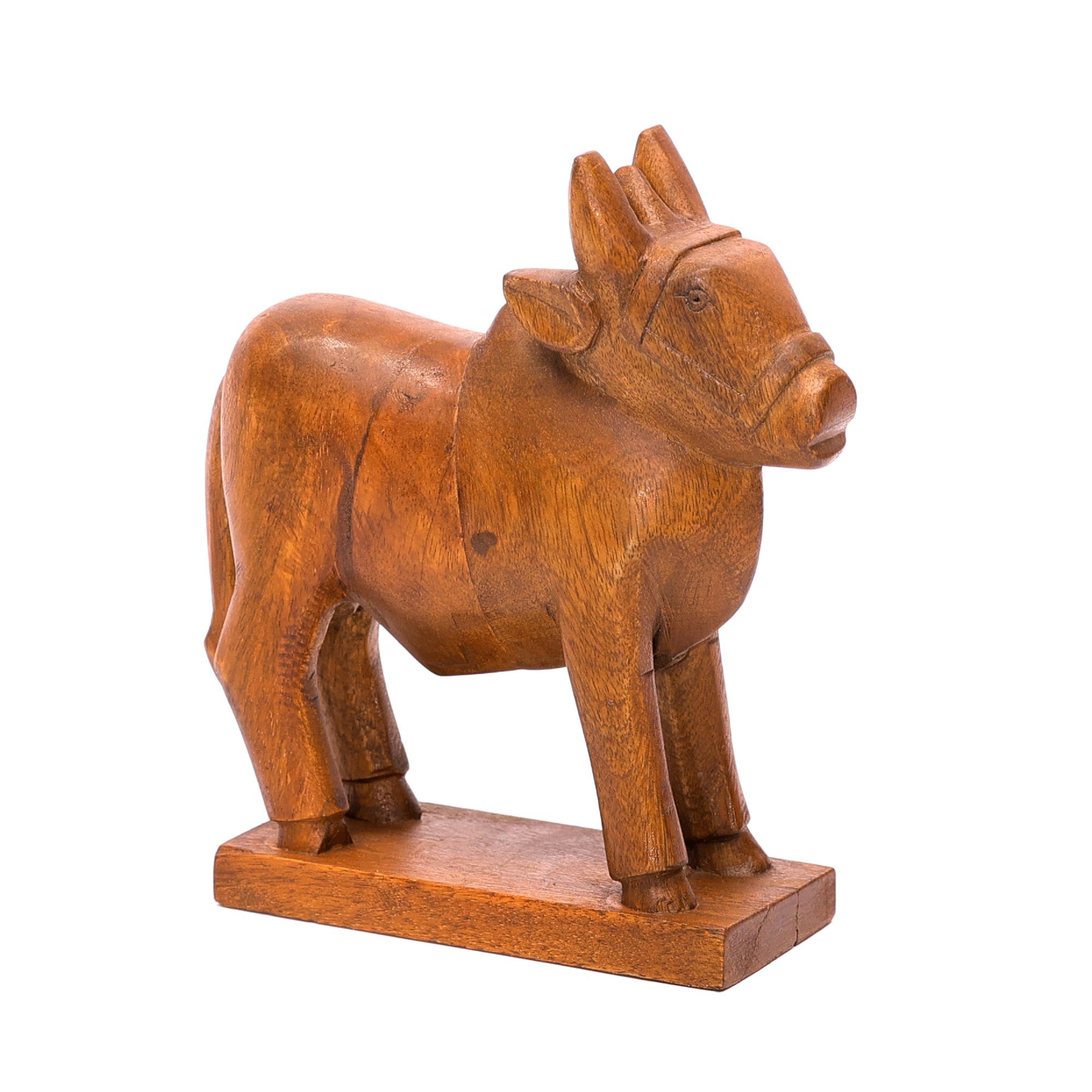 Artistically Handcrafted Wooden Cow Animal Figurine
