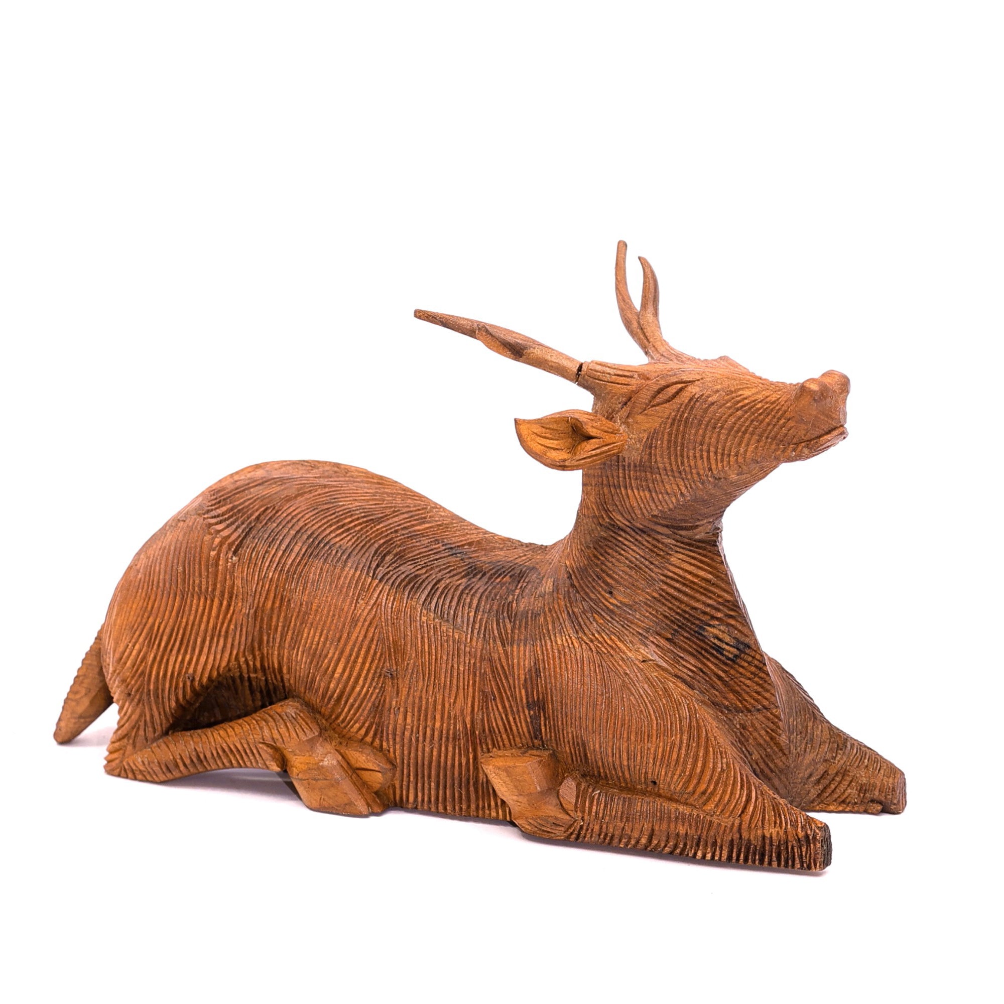 Meditative Wooden Deer Animal Figurine