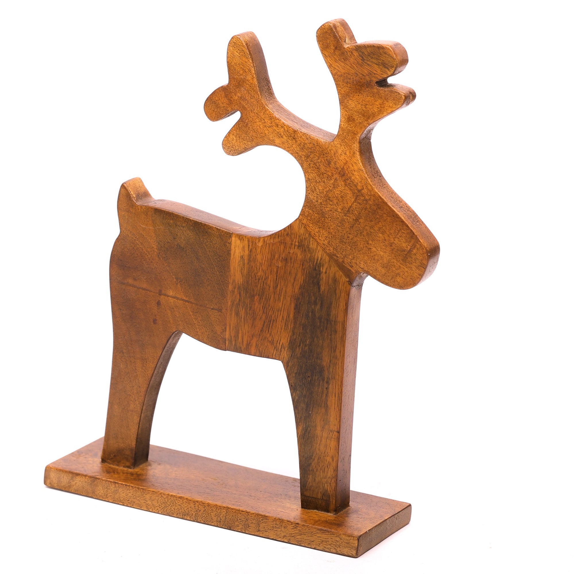 Traditional Montage Wooden Santa Deer Figurine Animal Figurine