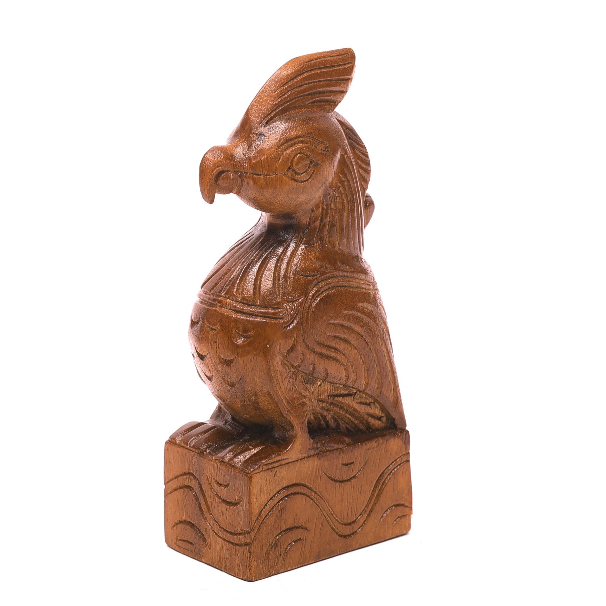 Wooden Intricate Carved Bird Self Standing Decor Animal Figurine