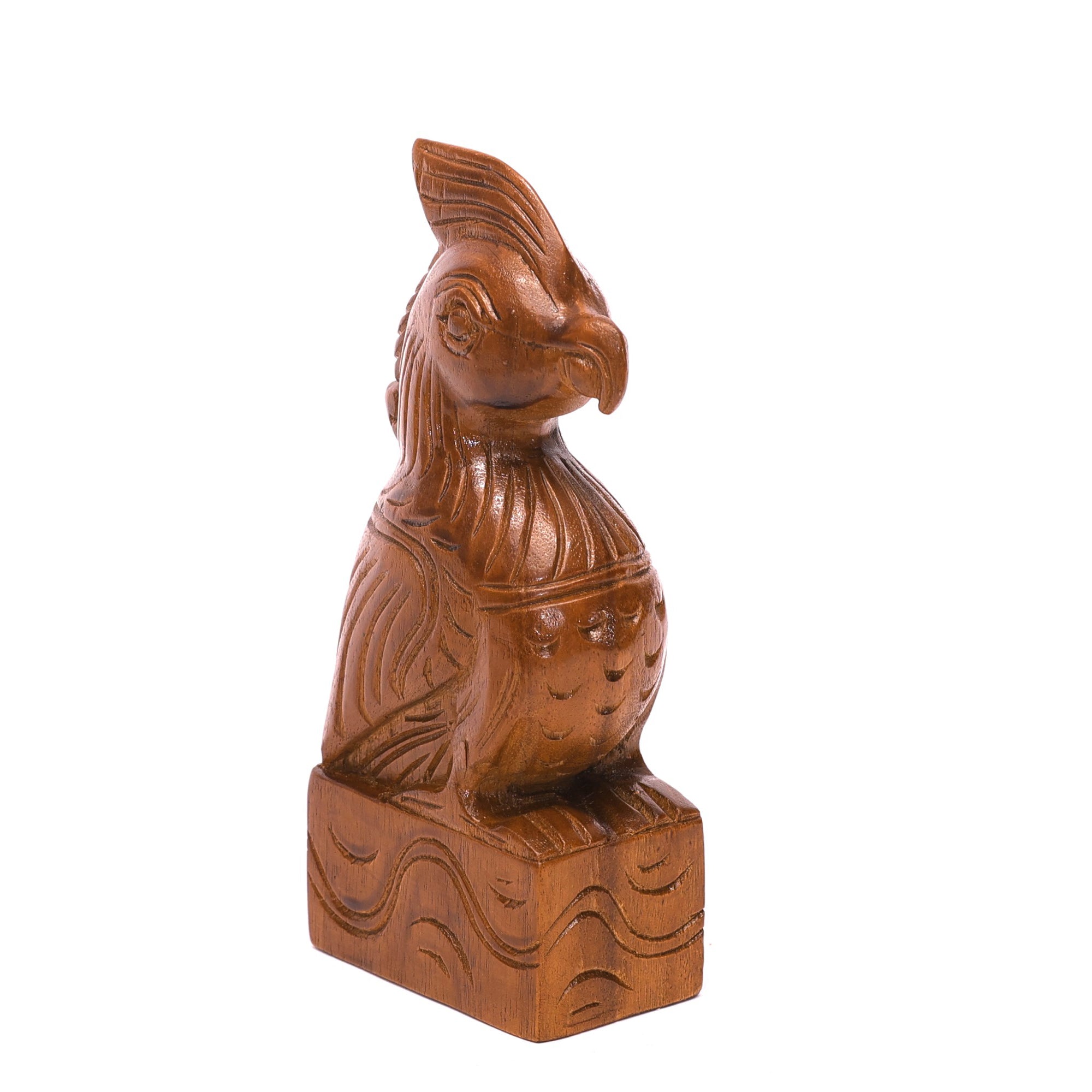 Wooden Intricate Carved Bird Self Standing Decor Animal Figurine