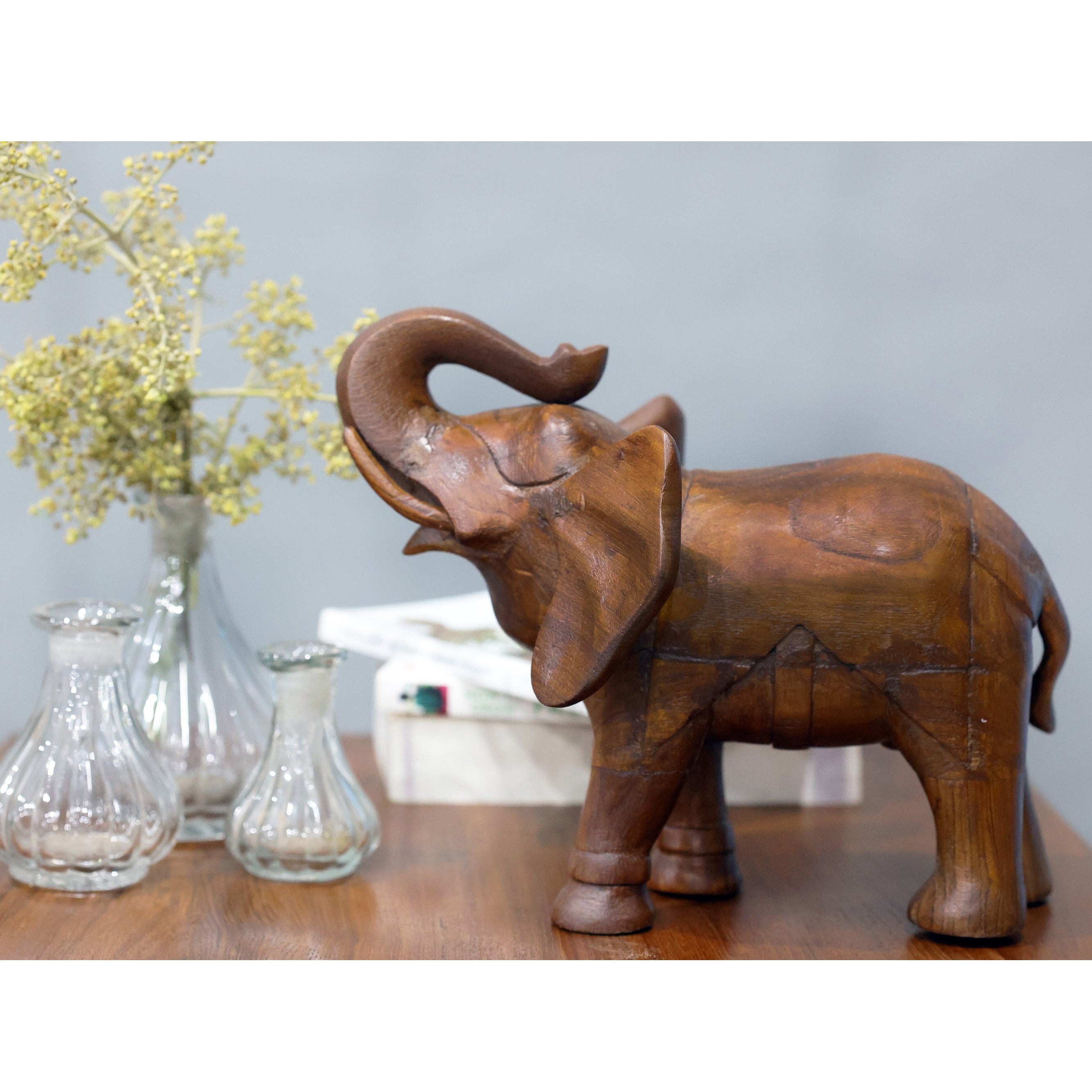 Alluring Wooden Elephant Showpiece Animal Figurine