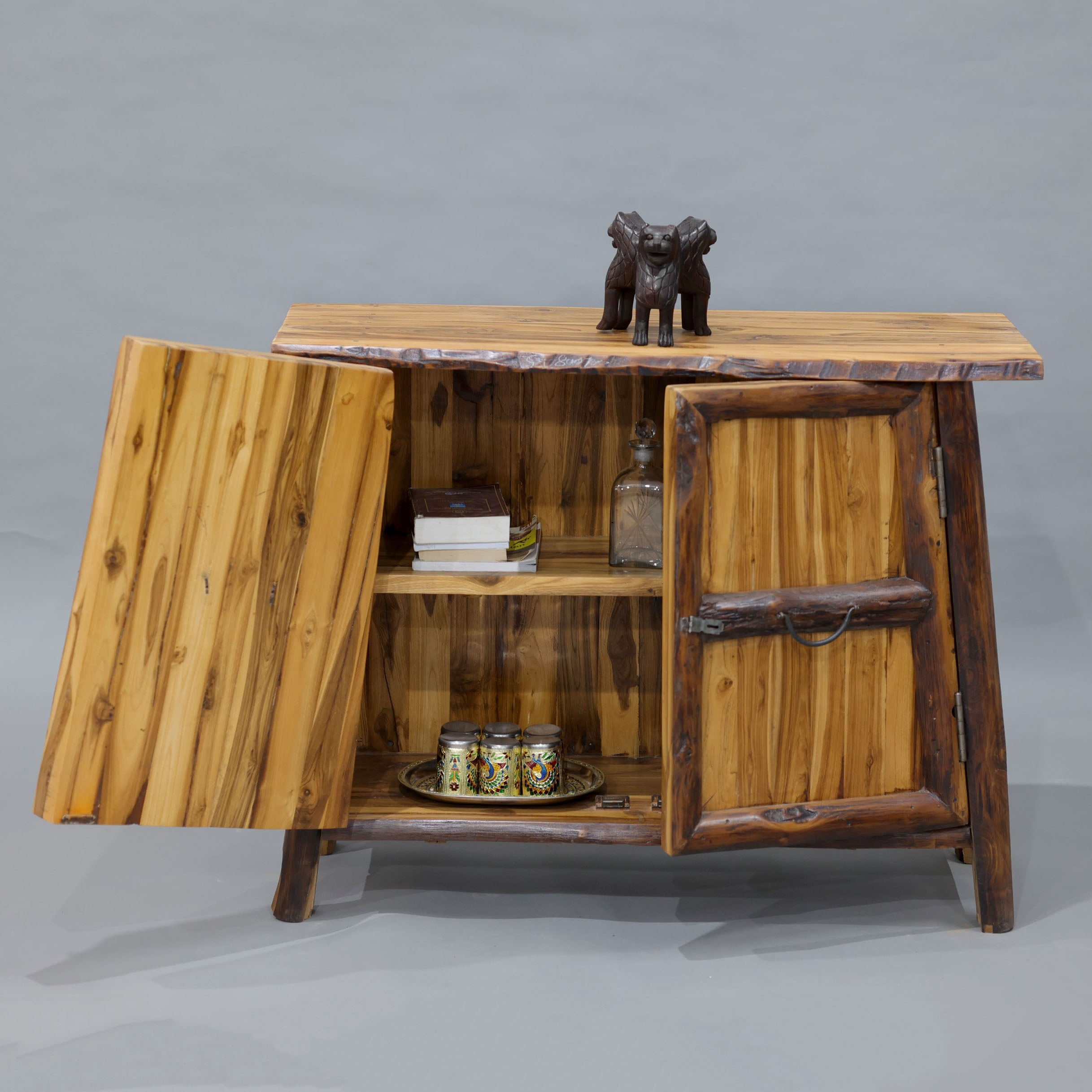 Teak wood Heritage Finish Cupboard Showcase