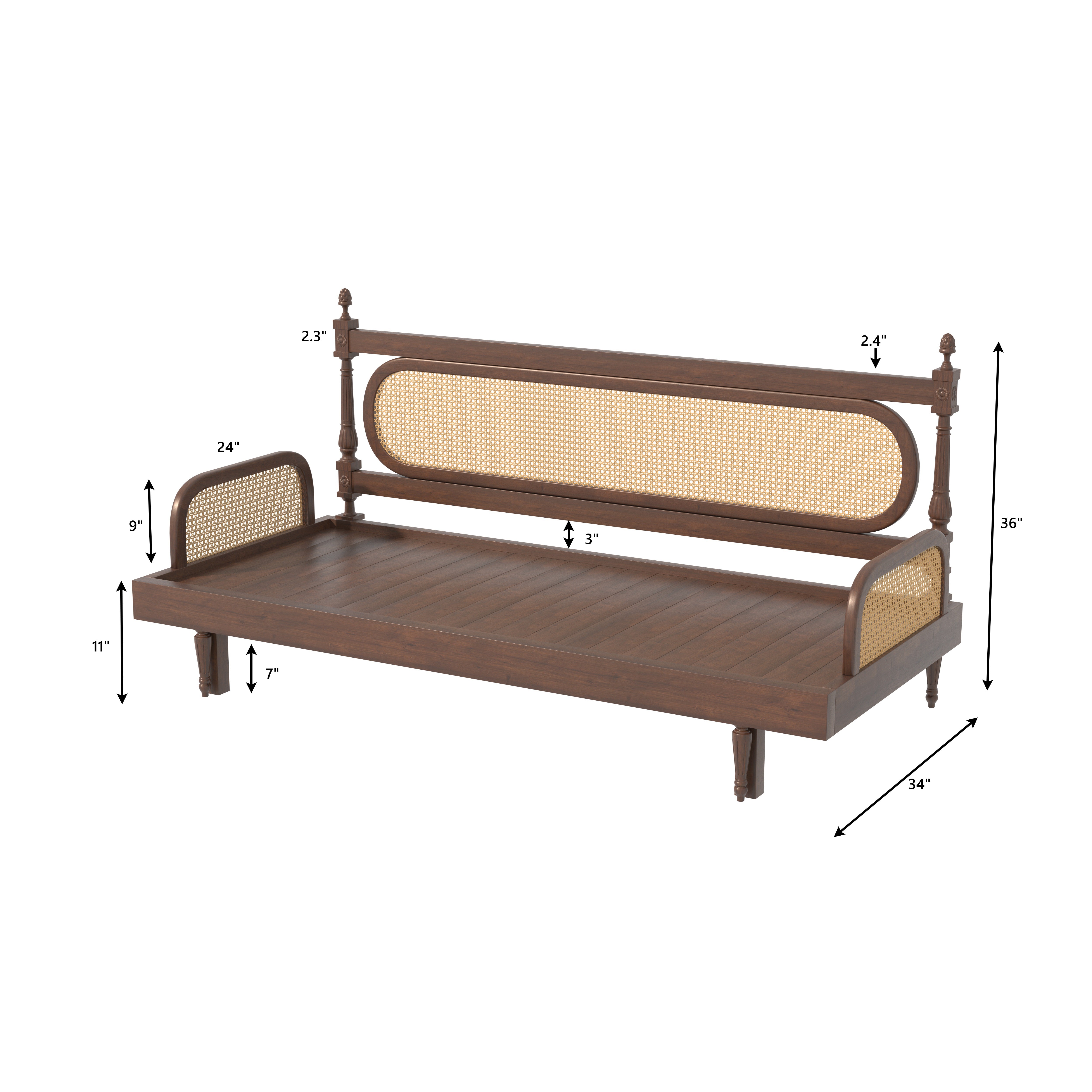 Elegant Cane-Style Day Bed with Cushioned Backrest for Indian Homes Sofa cum bed