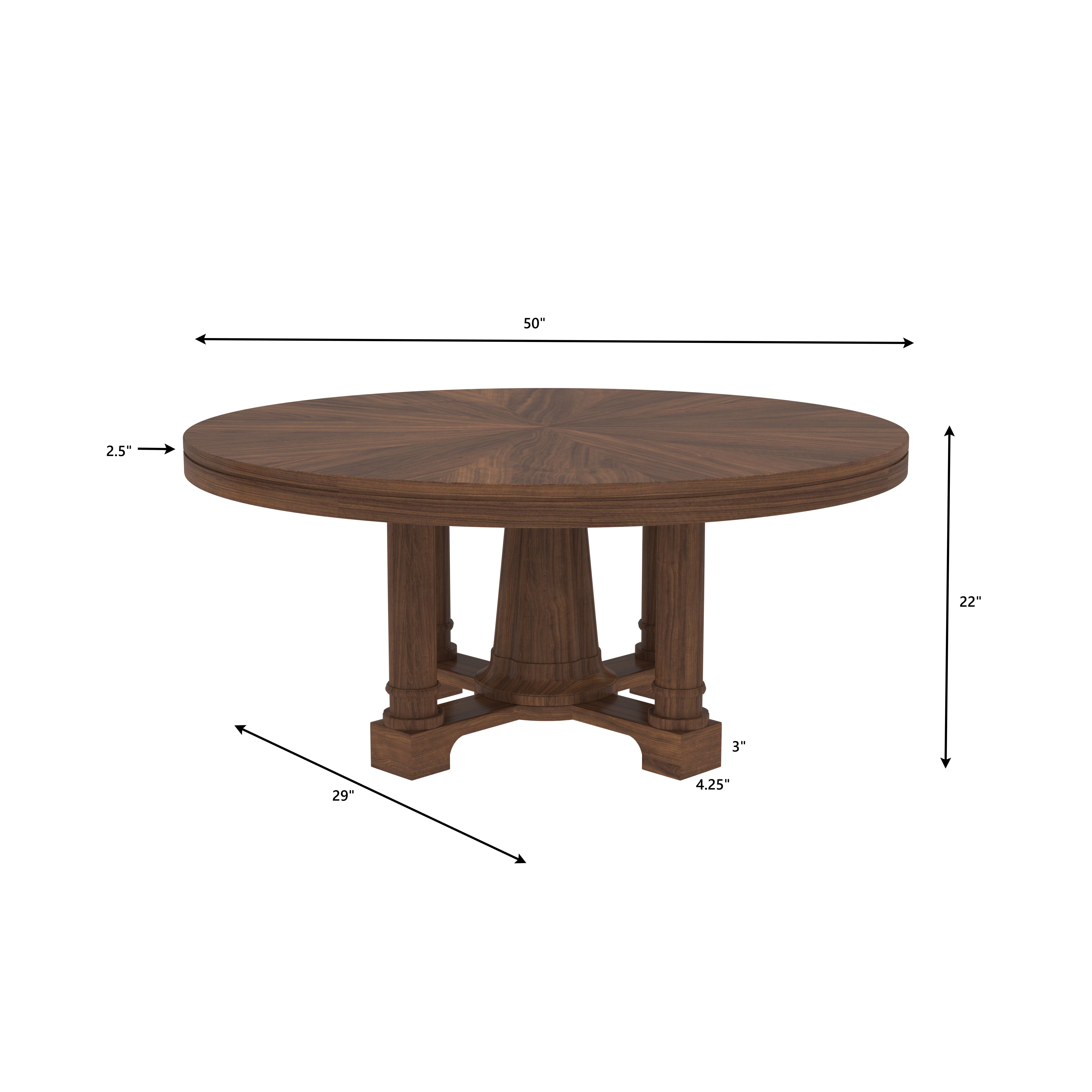 Handcrafted Round Dining Set - Moroccan Geometric Carved Chairs (4 Seater) Japanese Dining Set