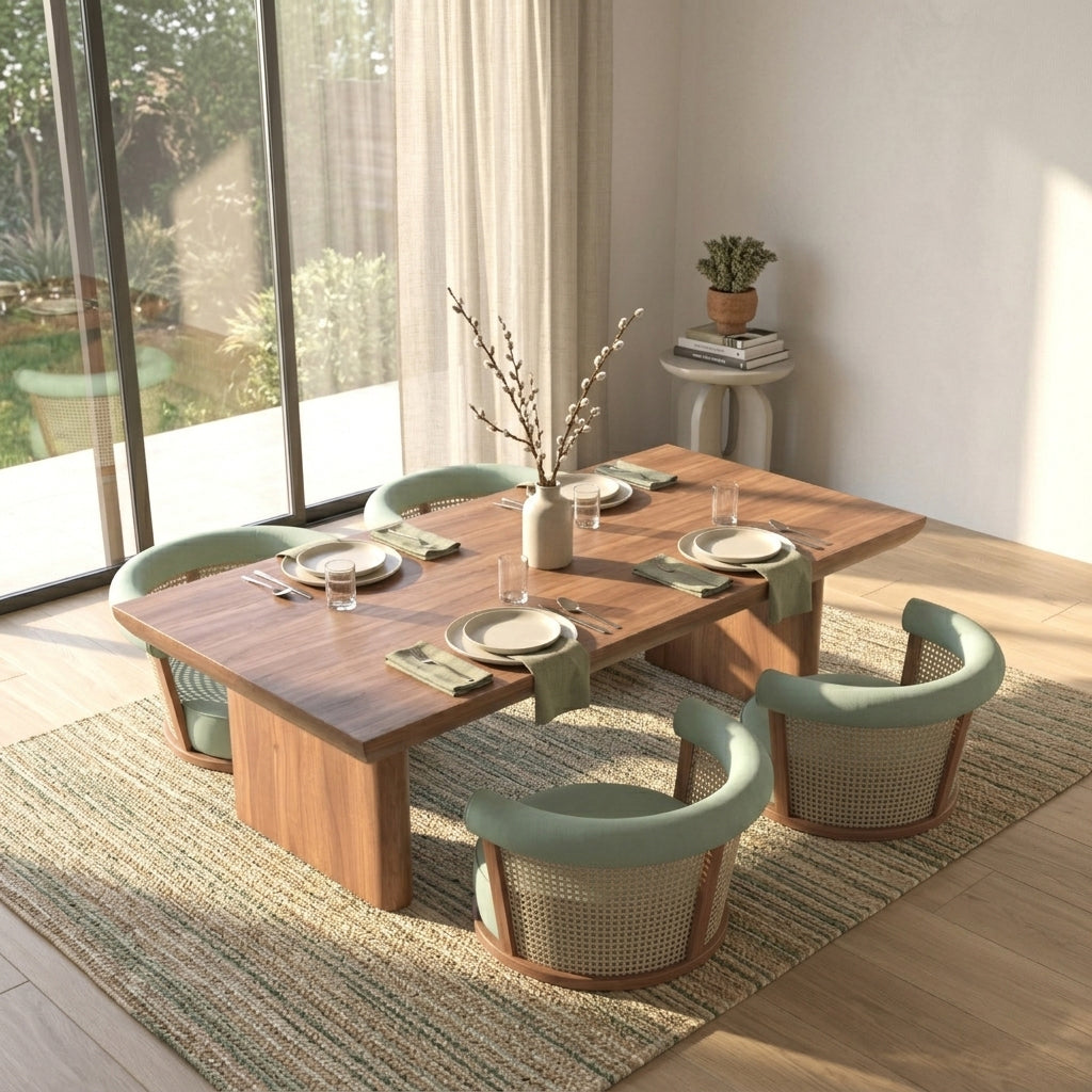 Modern Rectangular Dining Table with Bold Panel Legs