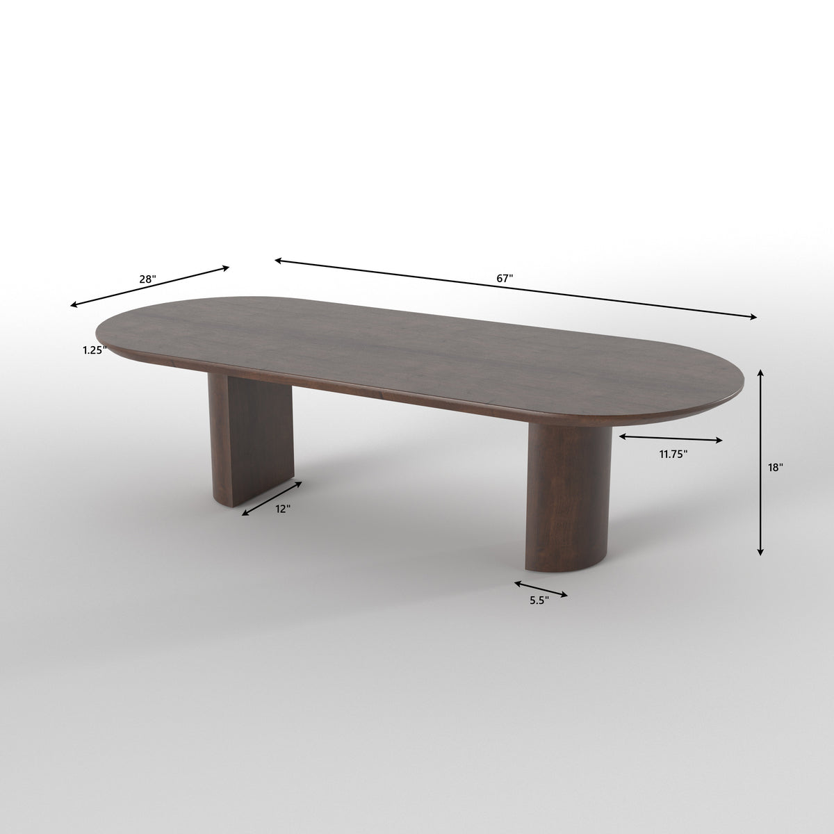 Elongated Oval Dining Table with Curved Low-Profile Seating Japanese Dining Set