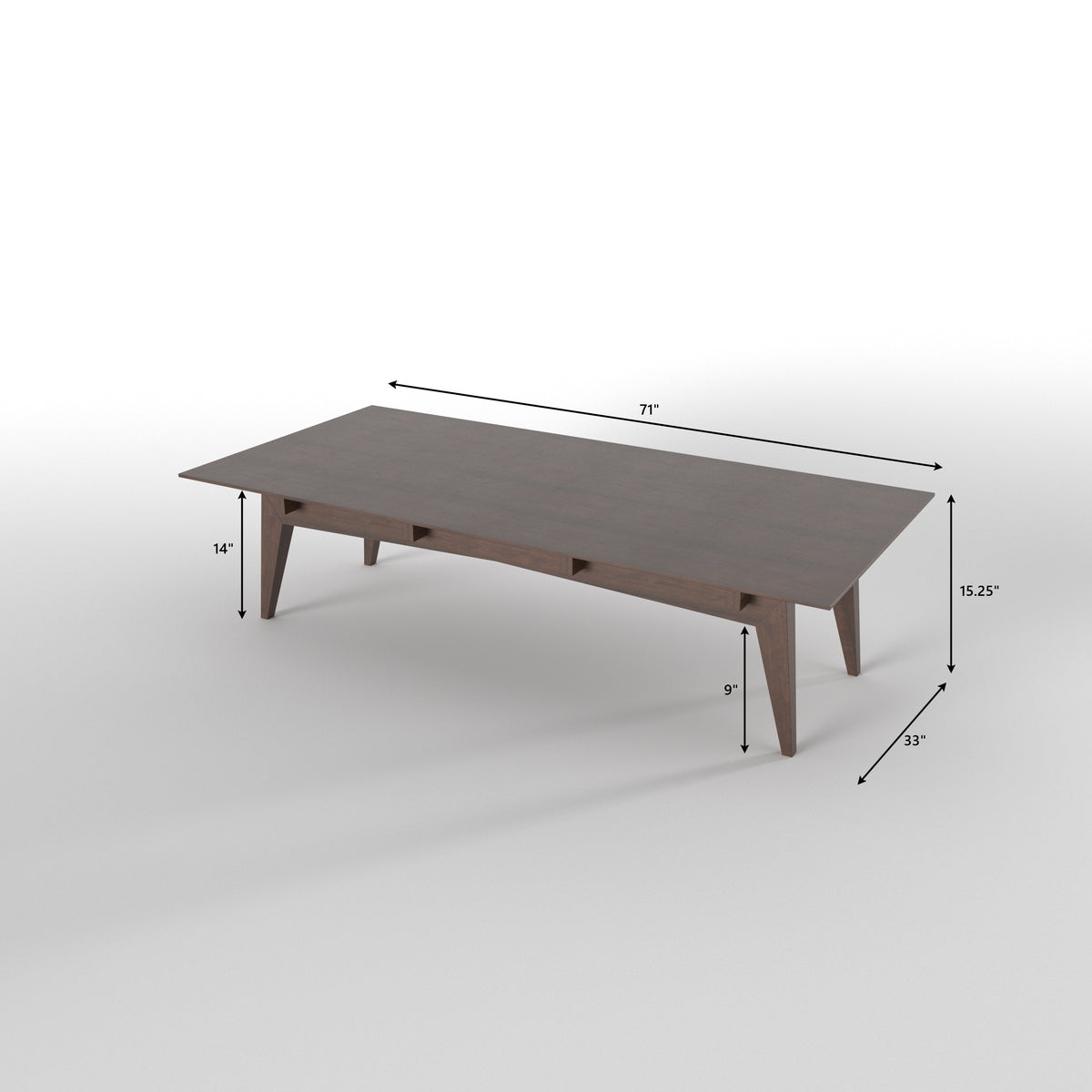 Longline Dining Table with Angled Legs and Floor Seating Japanese Dining Set