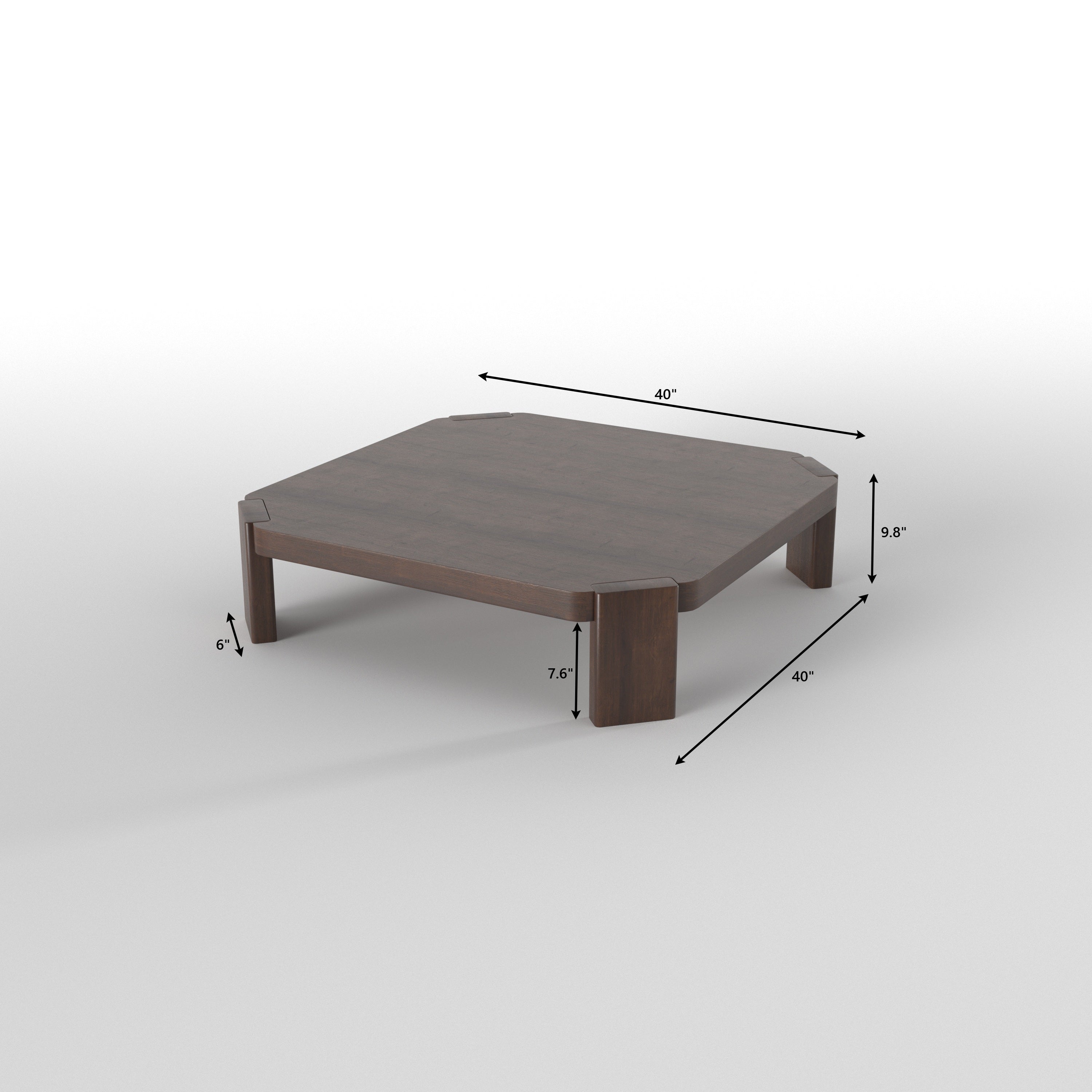Low Profile Rectangular Dining Table with Rounded Legs