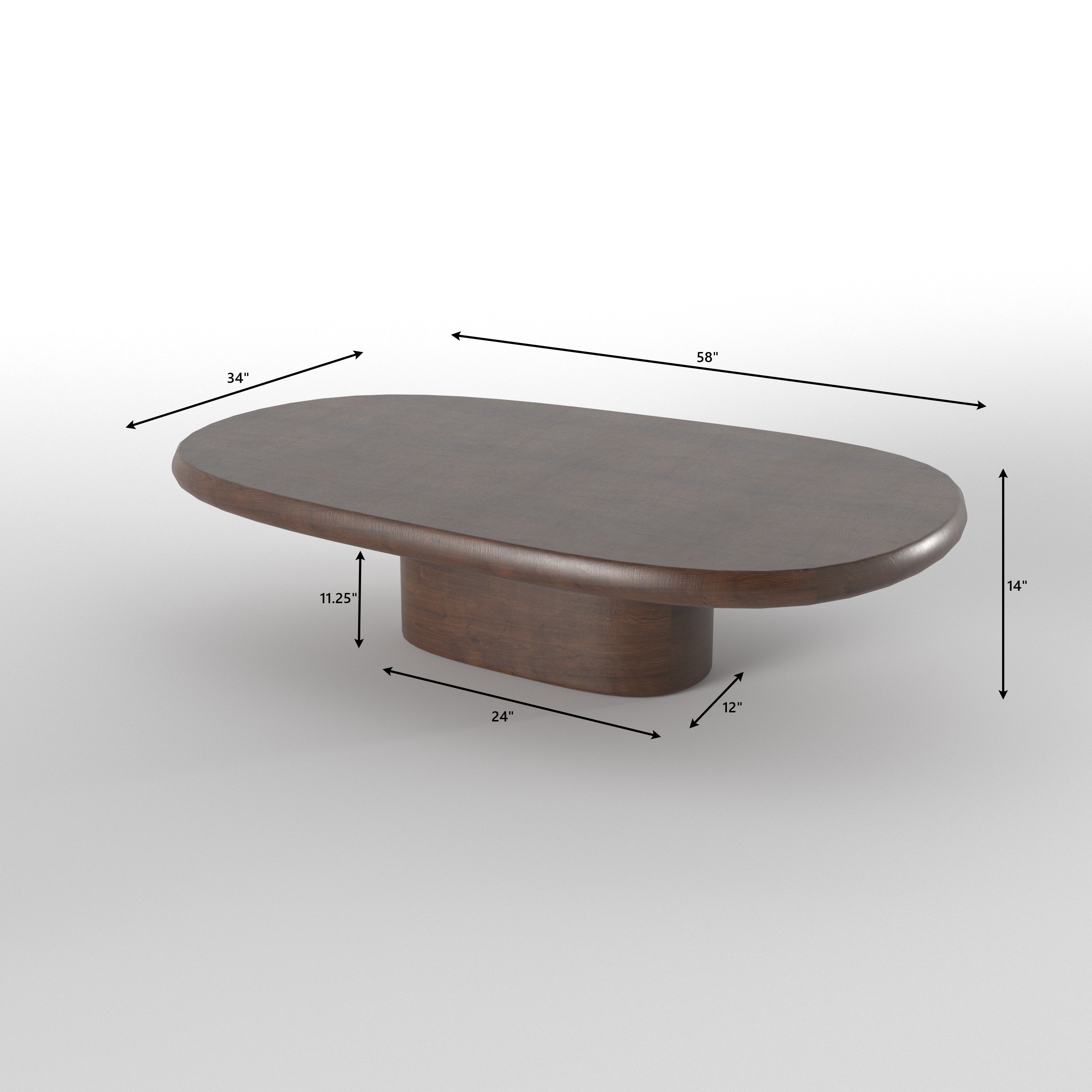 Sculptural Oval Dining Table with Central Pedestal
