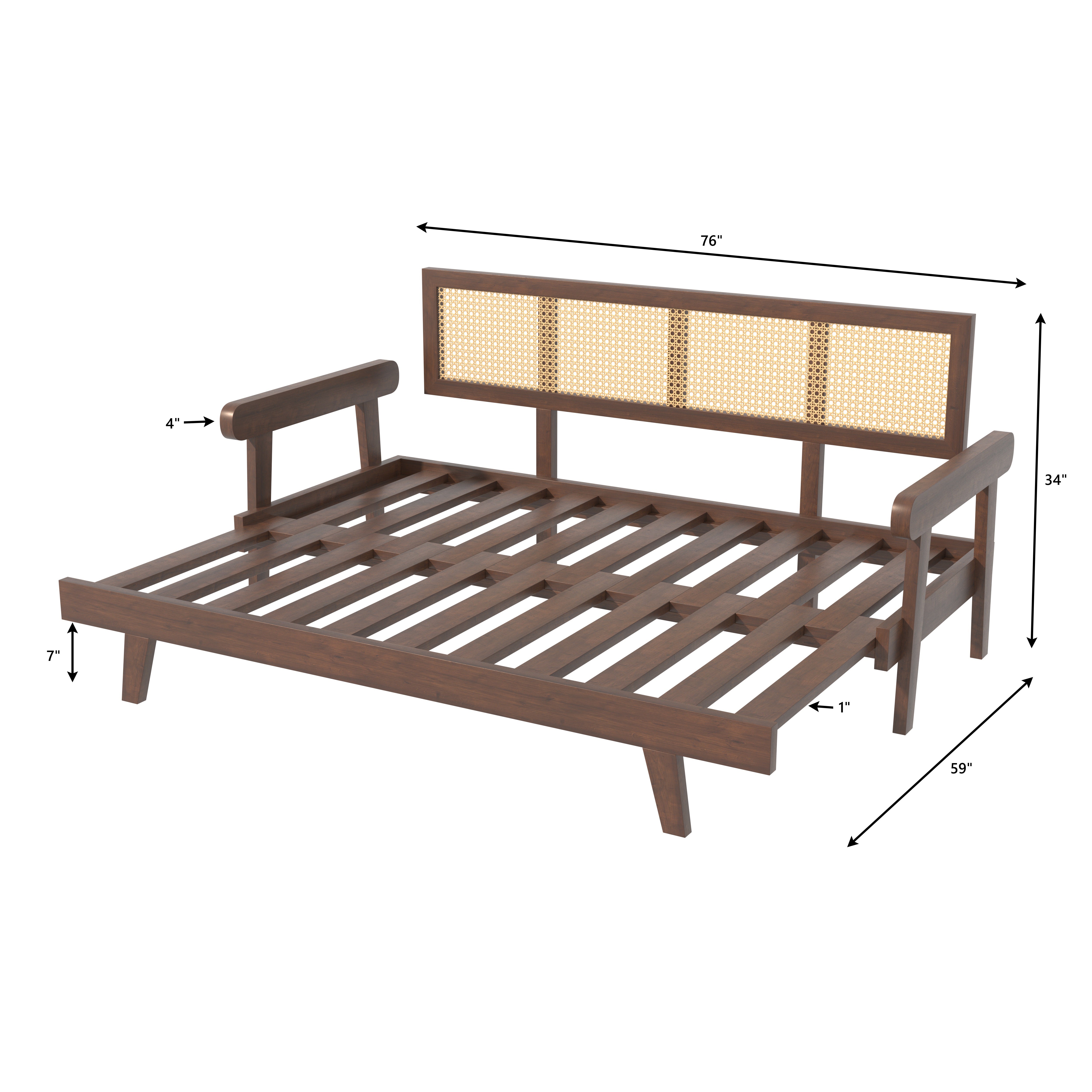 Signature Luxury Heritage Day Bed with Hand-Framed Backrest and Extendable Lounge Sofa cum bed