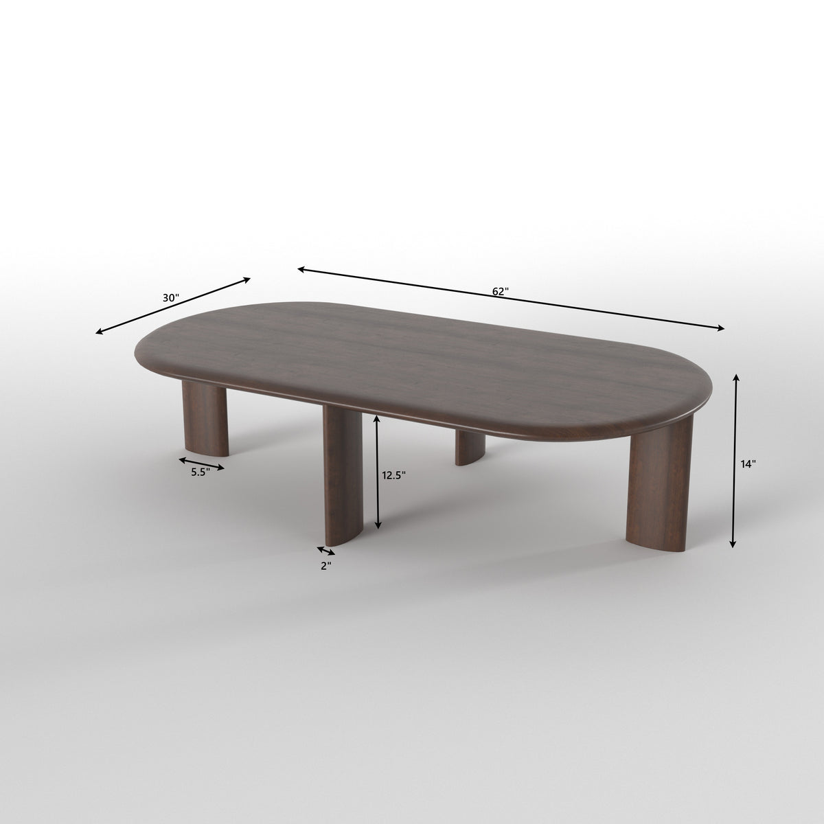 Elongated Rectangular Dining Table with Curved Corners Japanese Dining Set