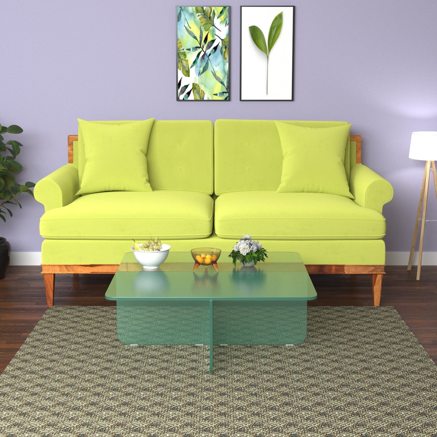 Spring Green Shaded Premium 2 Seater Sofa Sofa