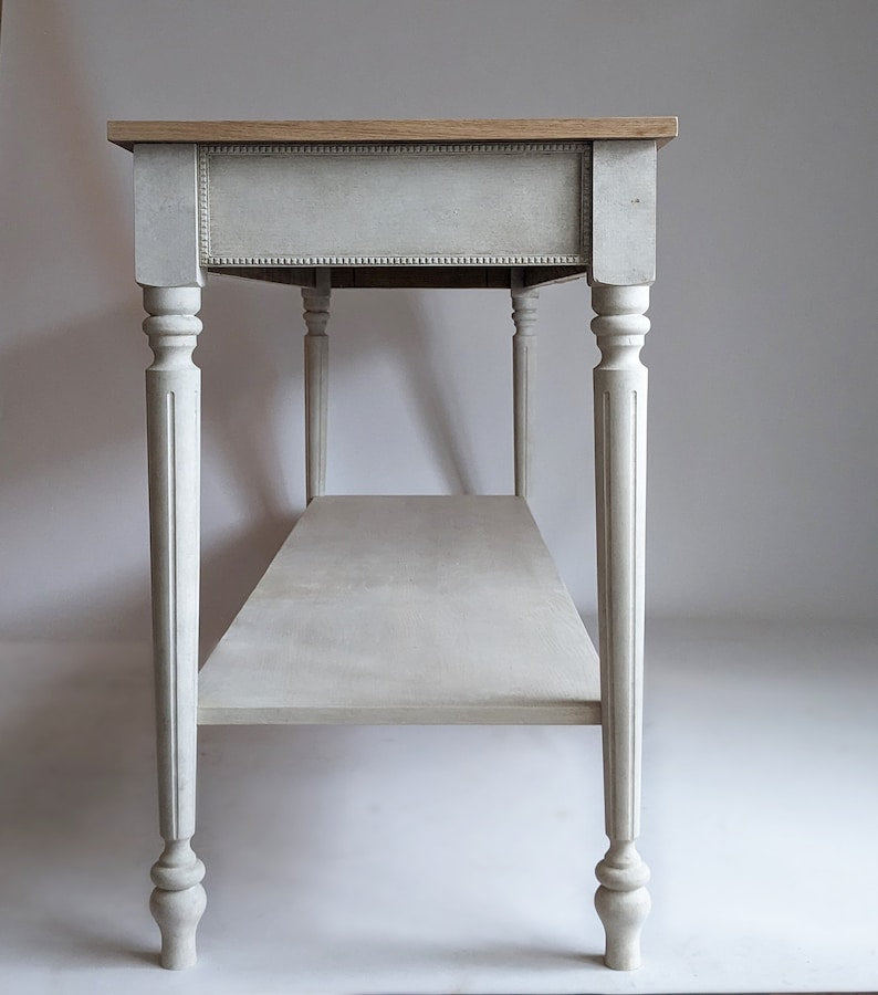 Ornate Baroque Console Table with Carved Details - Luxury White Finish Console Table