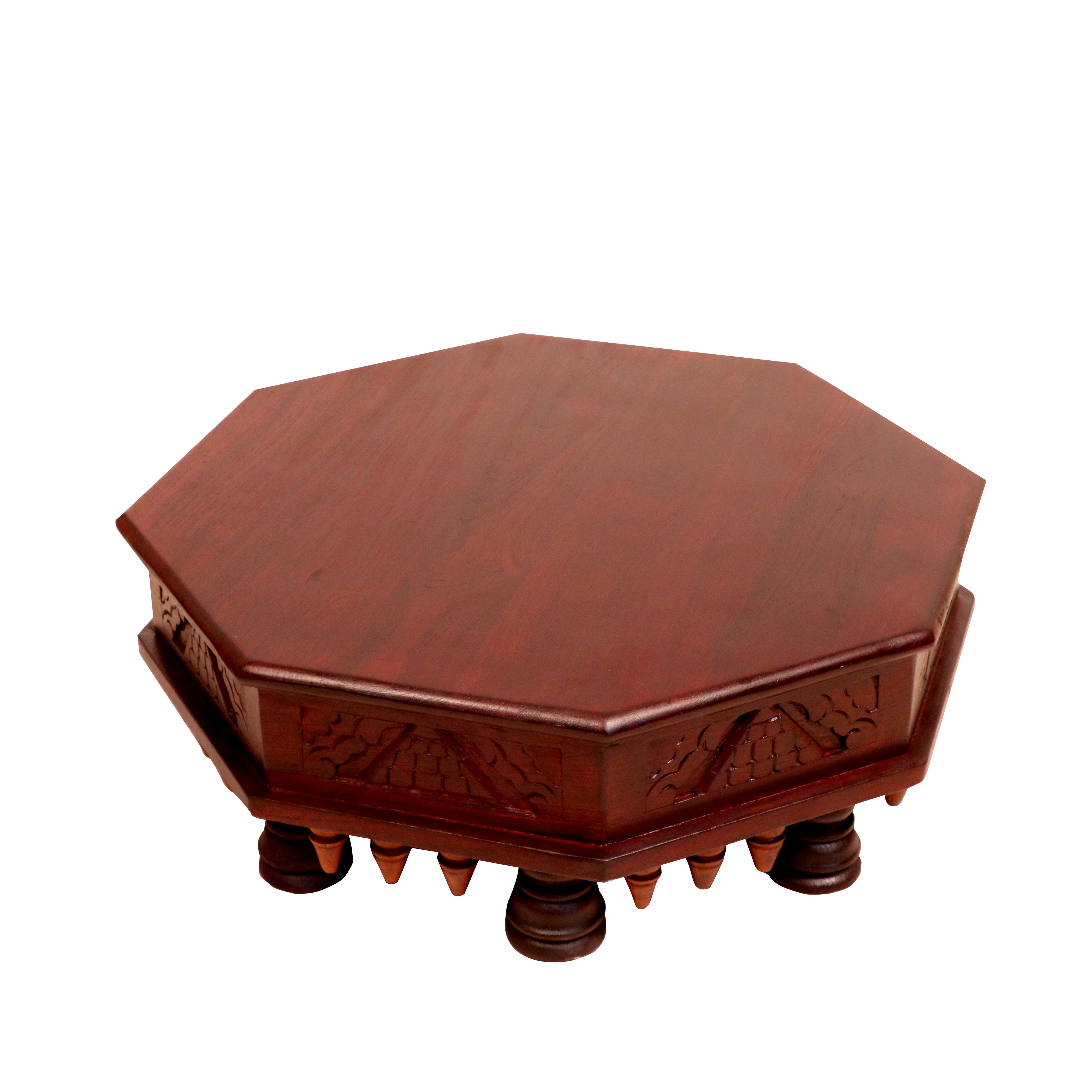 Retro Style Rectangular Handmade Dark Polished Wooden Bajot for Home Bajot