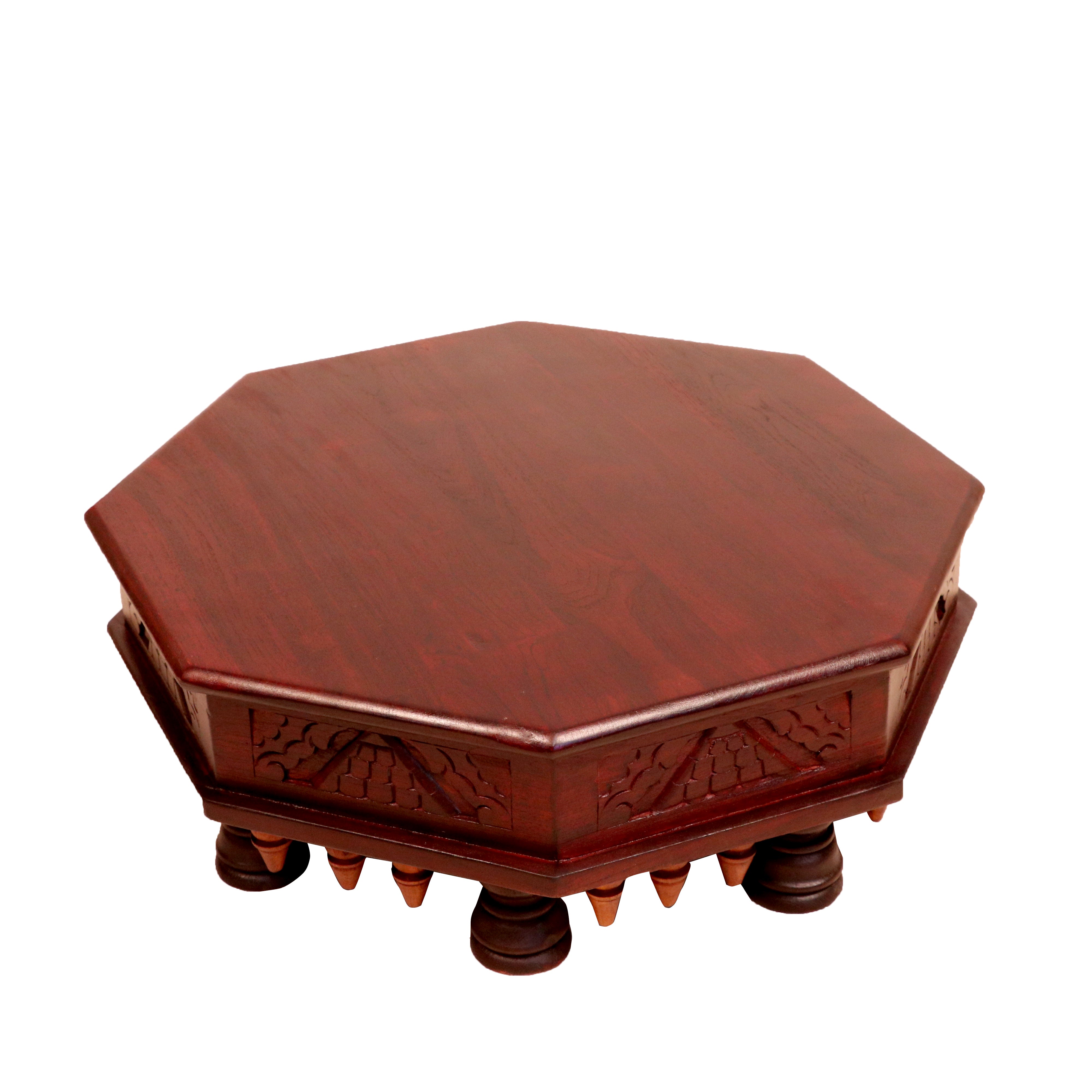 Retro Style Rectangular Handmade Dark Polished Wooden Bajot for Home Bajot