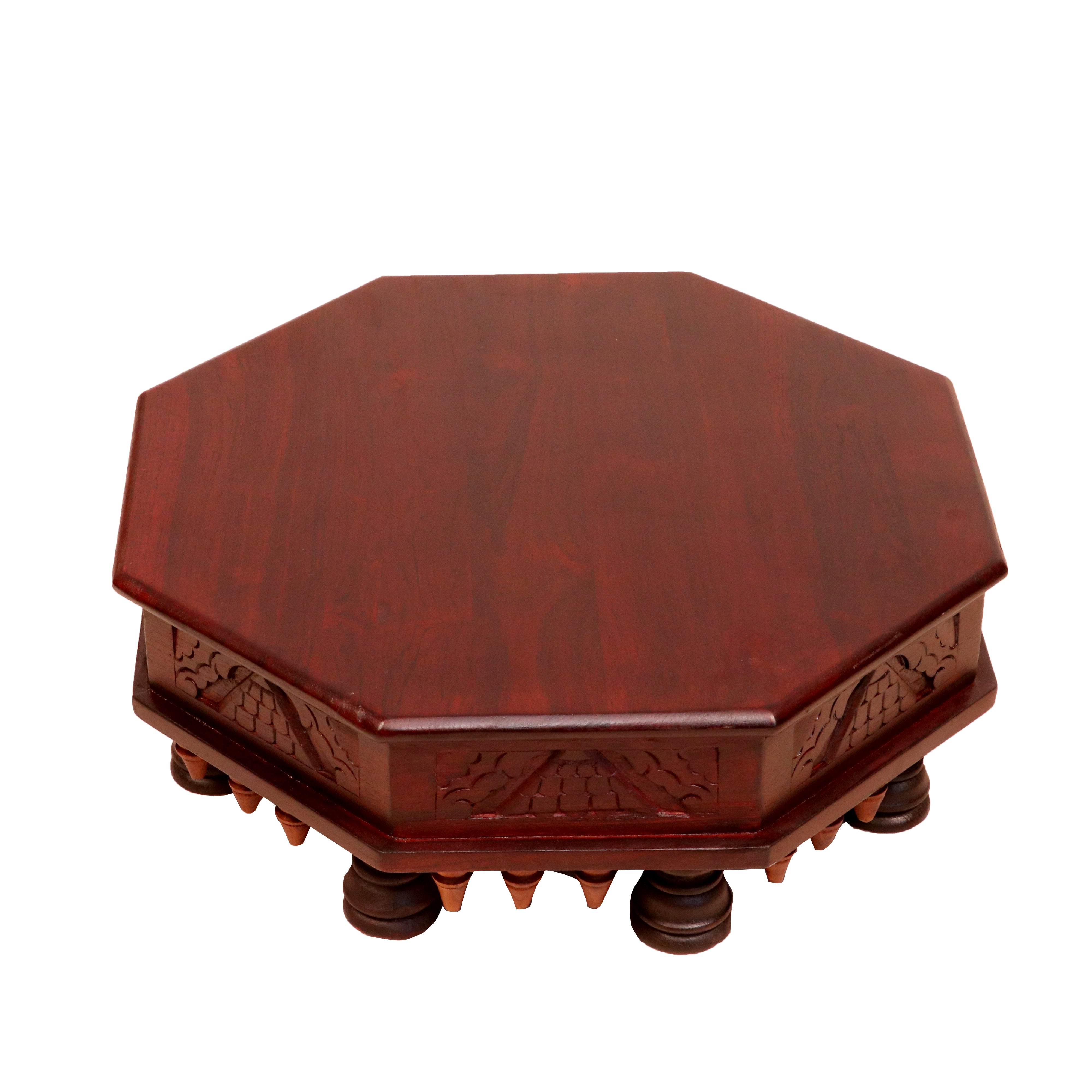 Retro Style Rectangular Handmade Dark Polished Wooden Bajot for Home Bajot