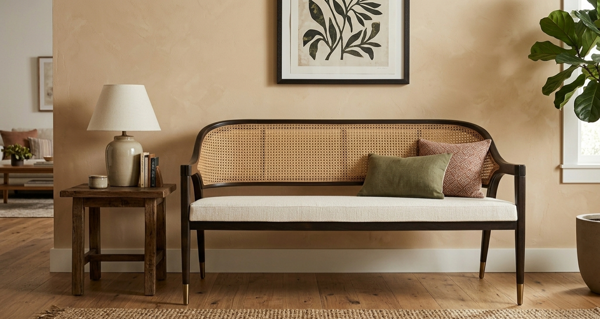 Elegant Cane Back Bench Bench