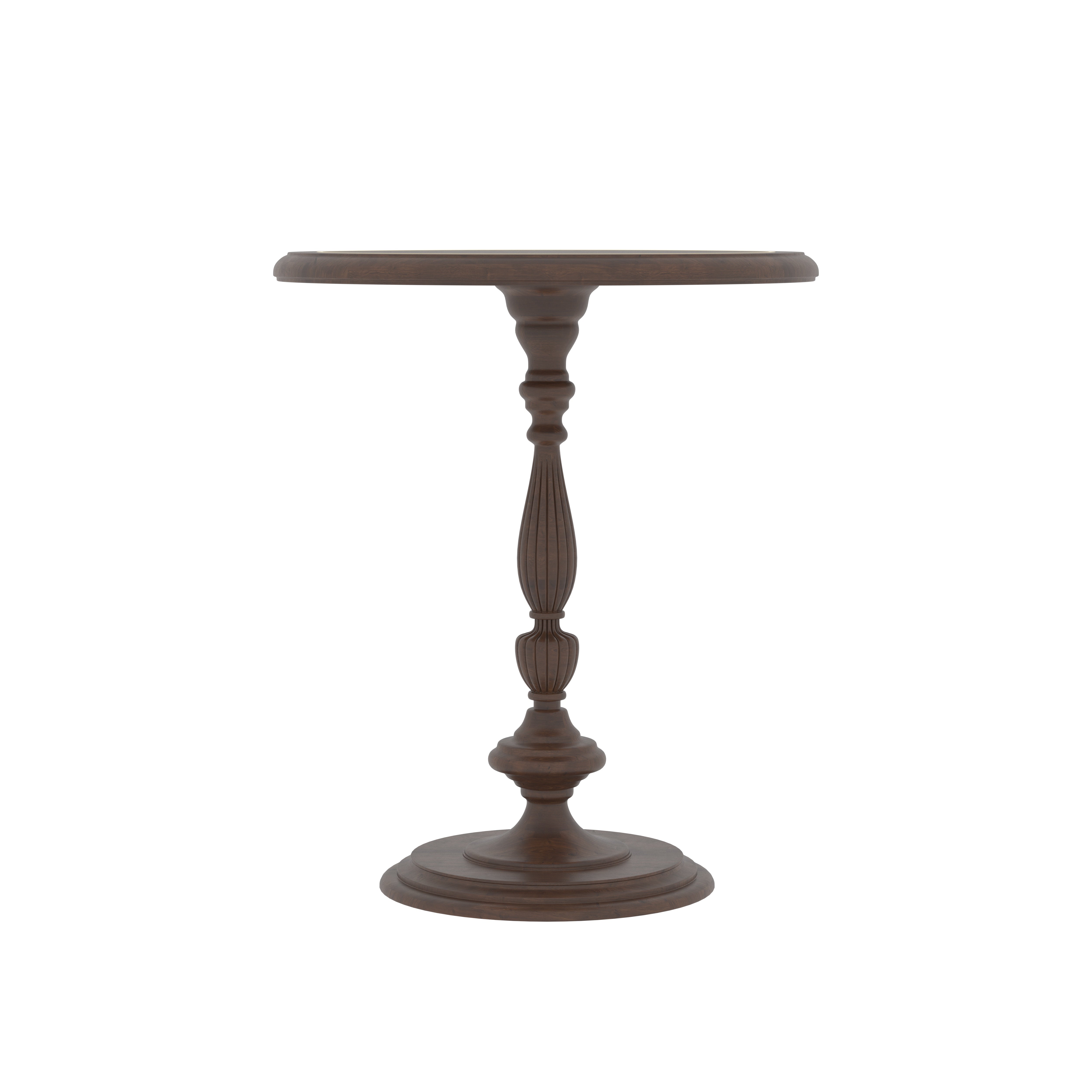 Round Pedestal Side Table with Ornate Turned Base End Table