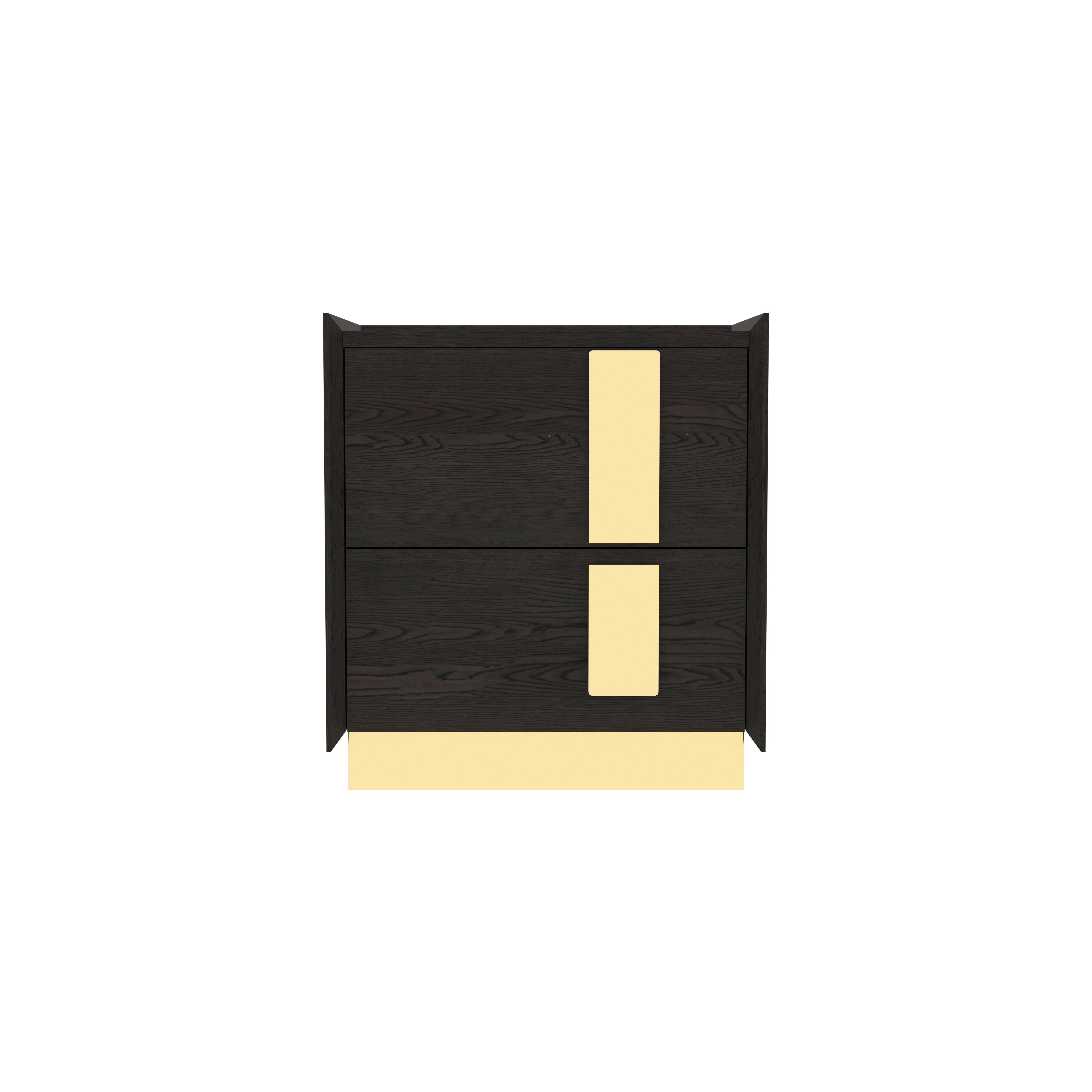 Luxury Two-Drawer Bedside Table with Gold Accent Handles Bedside