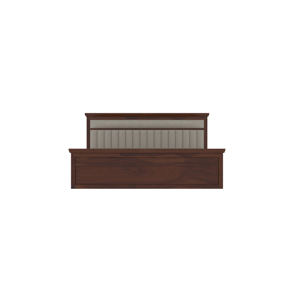 Handcrafted Wooden Storage Bed with Cushion Headboard