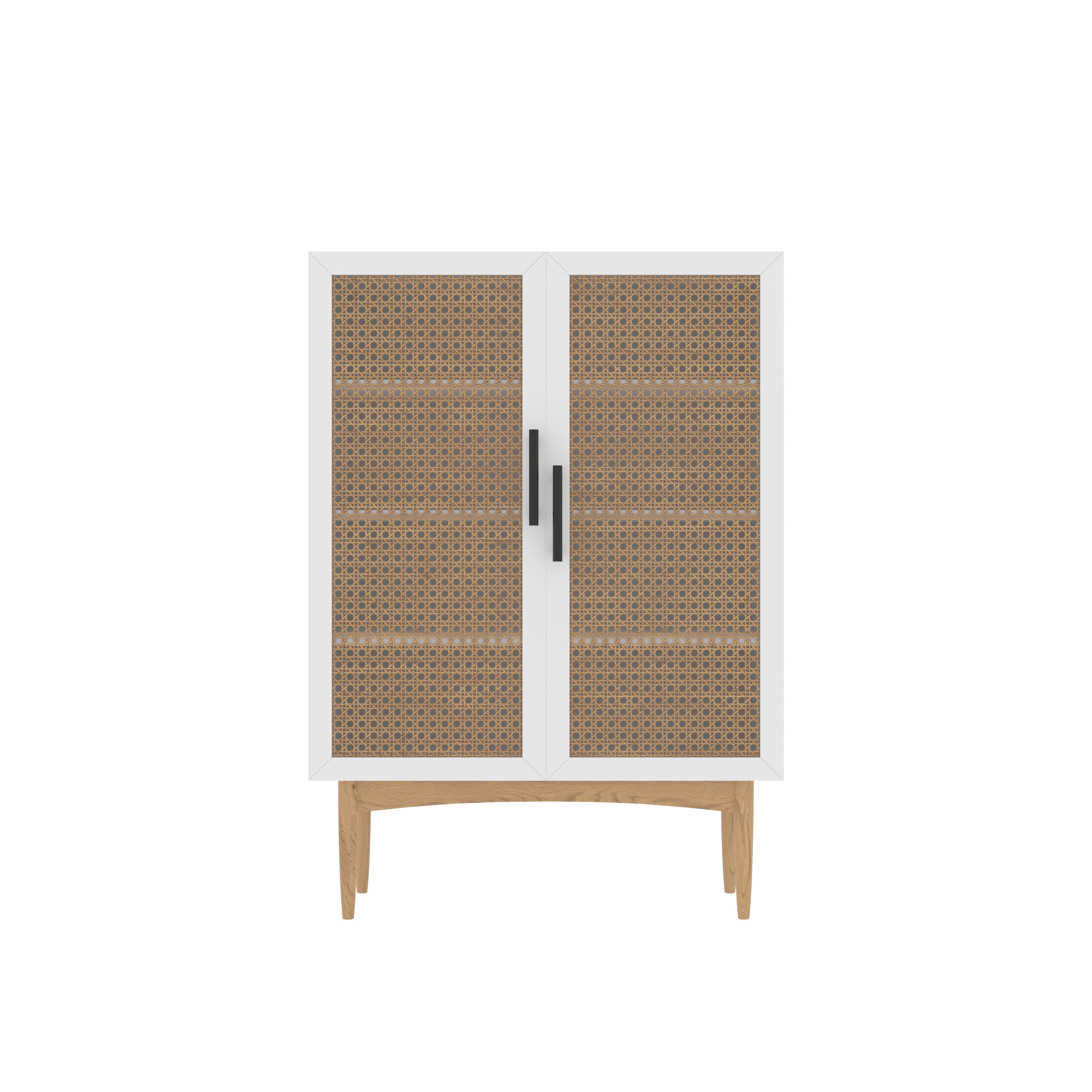 Oslo Mid-Century Cabinet with Cane Panels Wardrobe