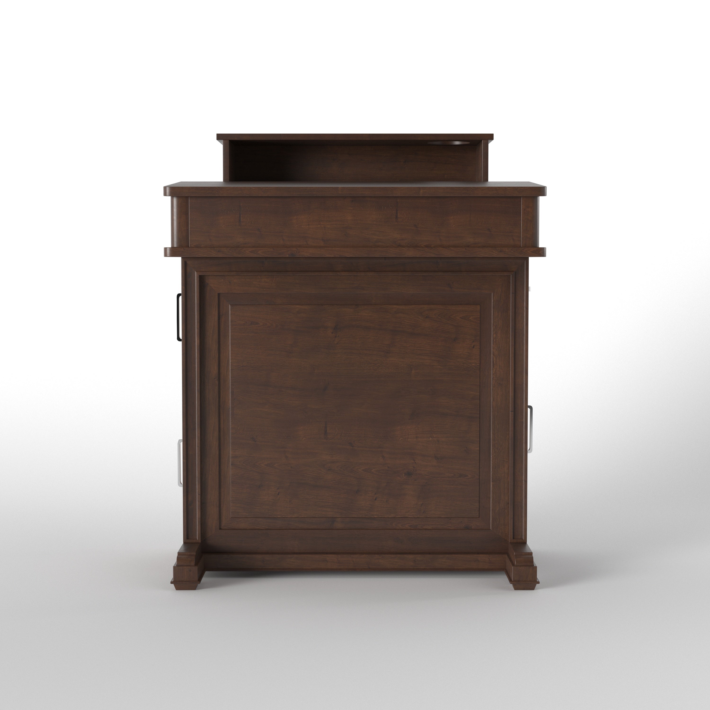 Handcrafted Solid Wood Church Pulpit Lectern with Open Shelf & Side Storage Cabinets Study Table