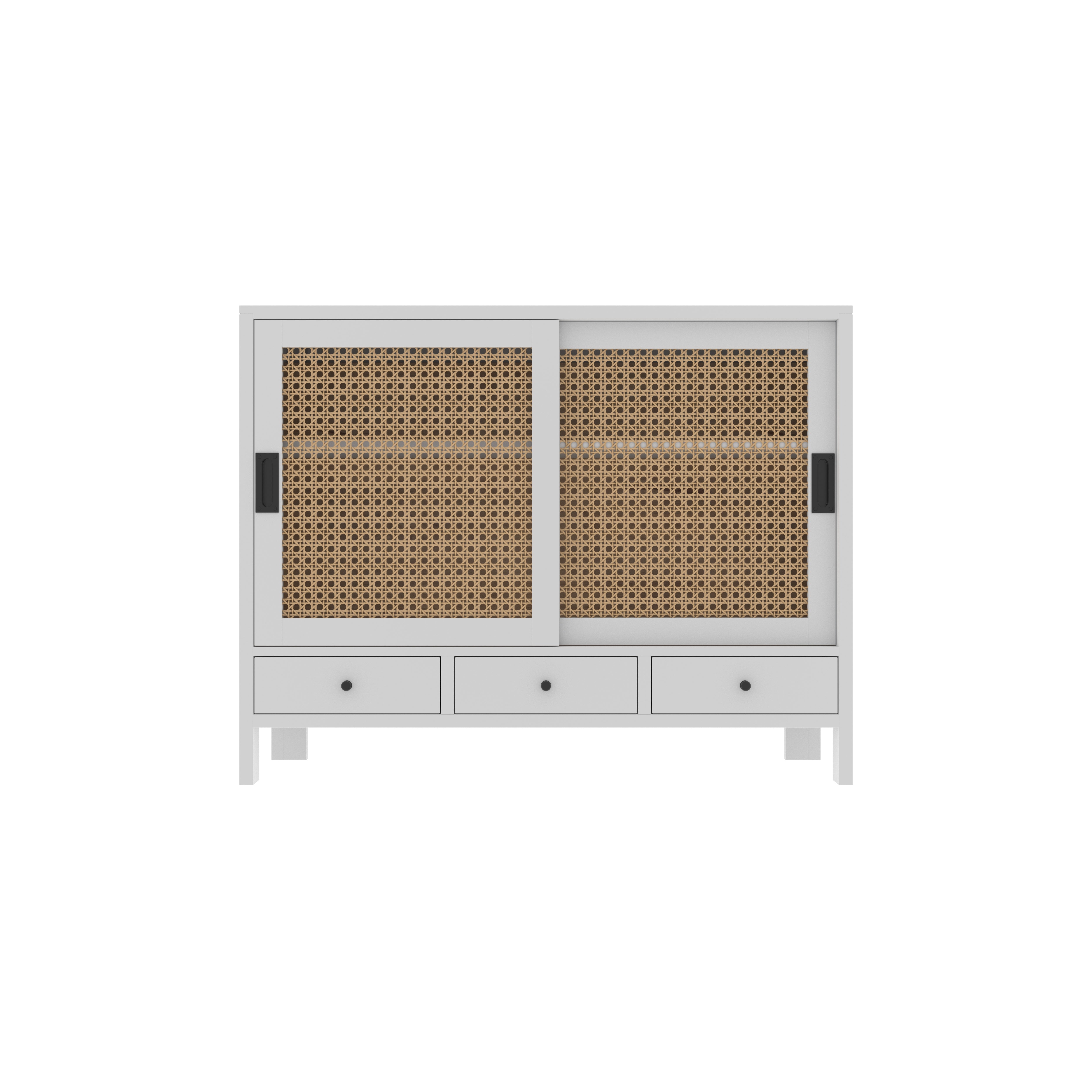 Provence Cane Panel Cabinet with Drawers Cupboard