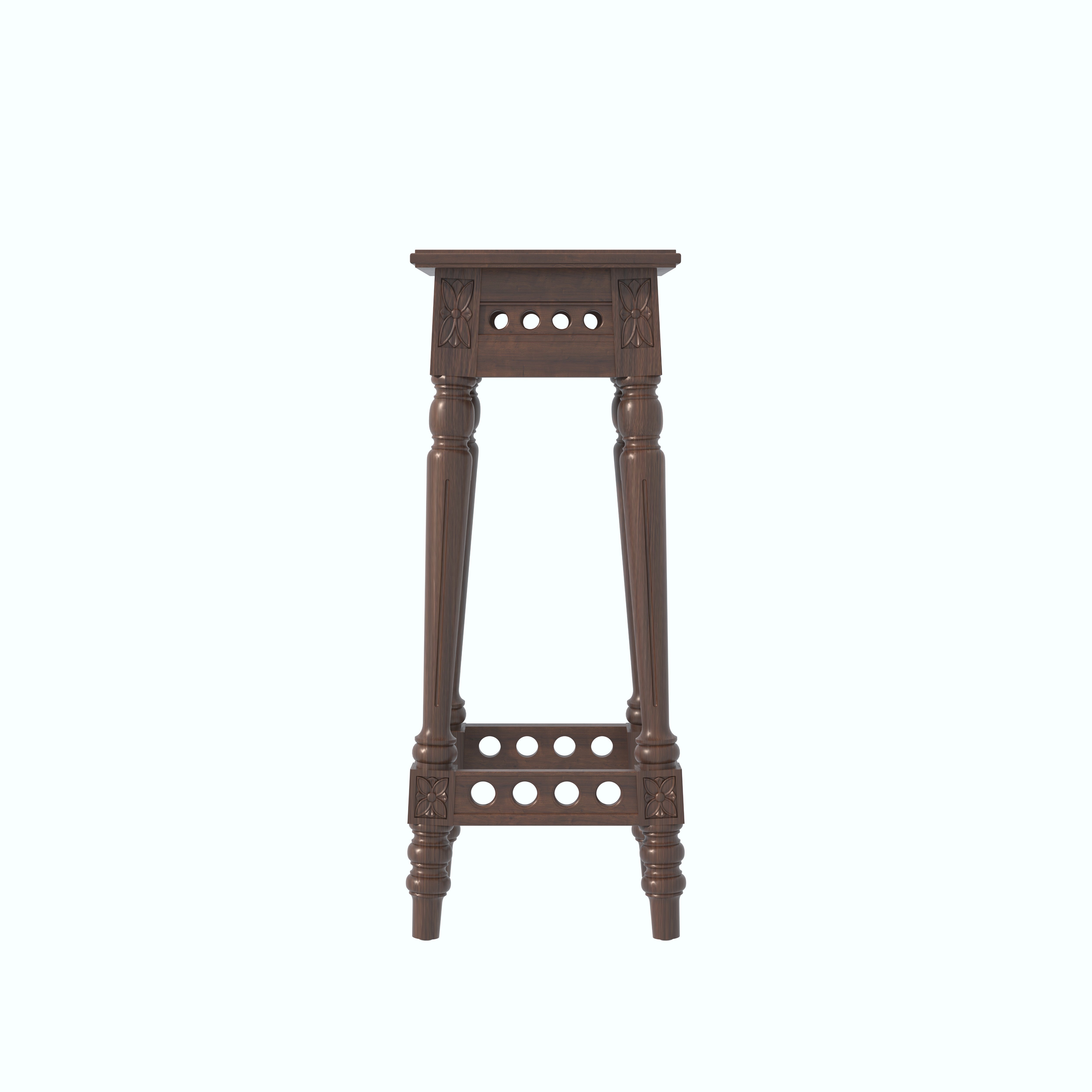 Tall Plant Stand with Carved Details & Turned Legs End Table