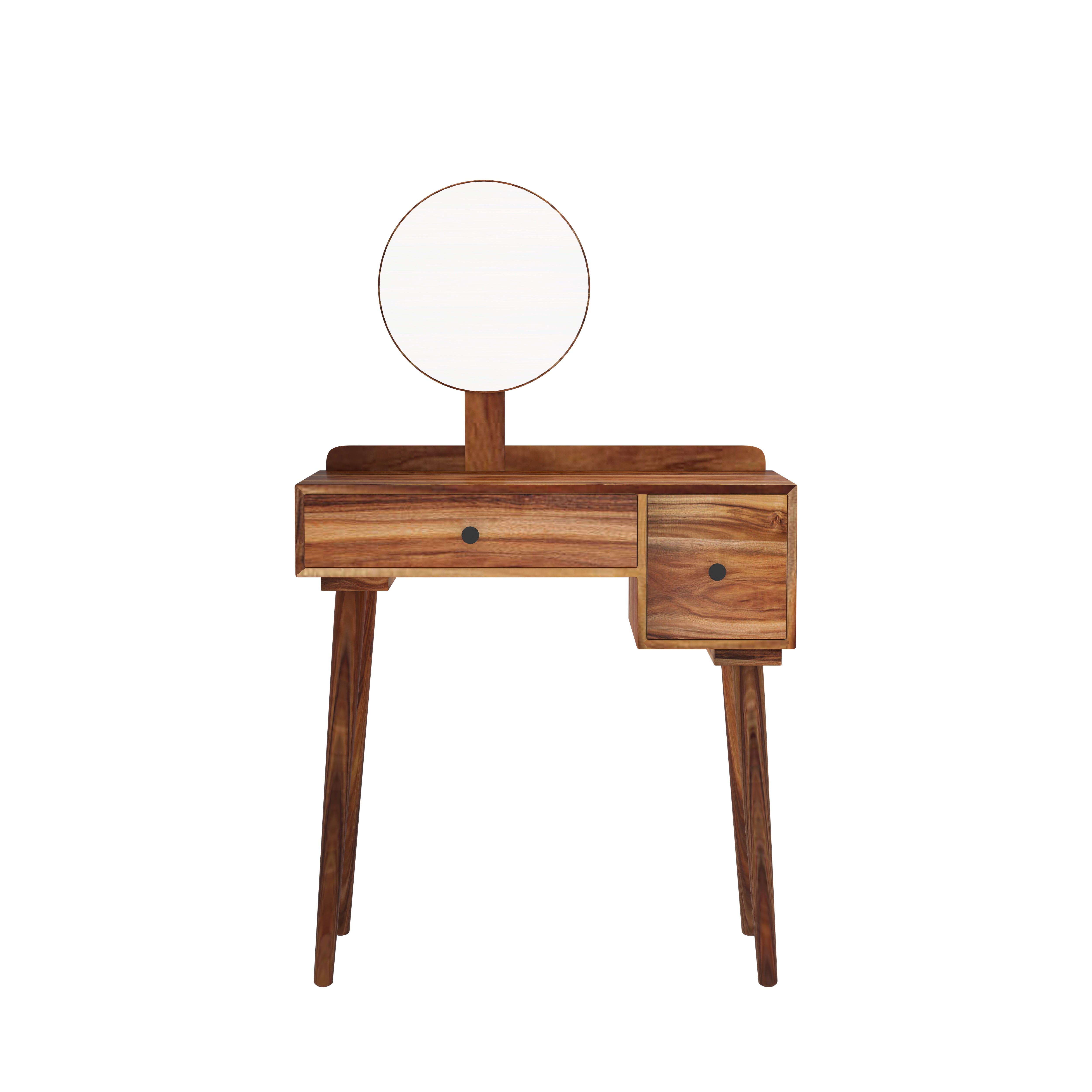 Mid-Century Modern Dressing Table with Round Mirror Dressing Table
