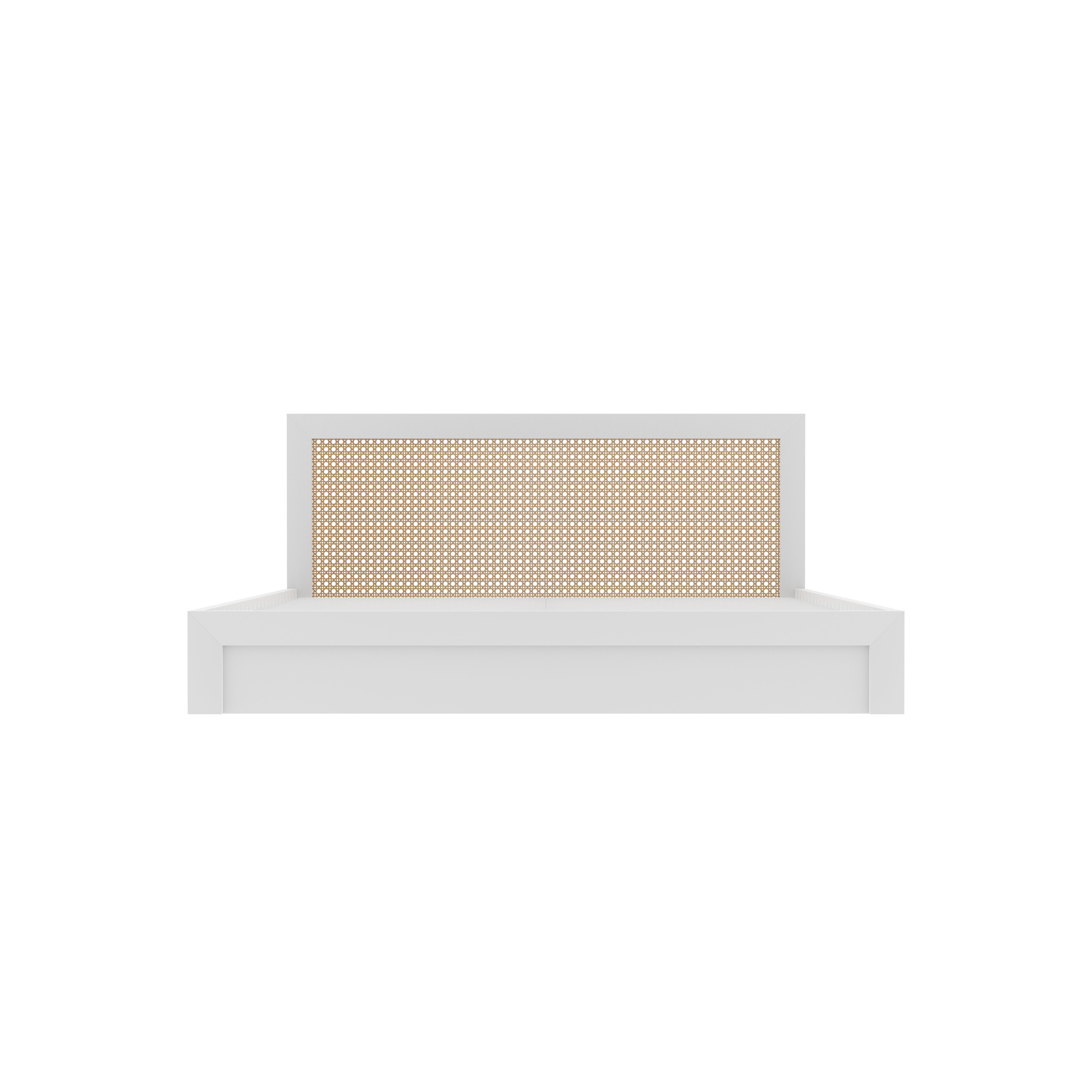 Stockholm Platform Bed with Full Cane Headboard Bed