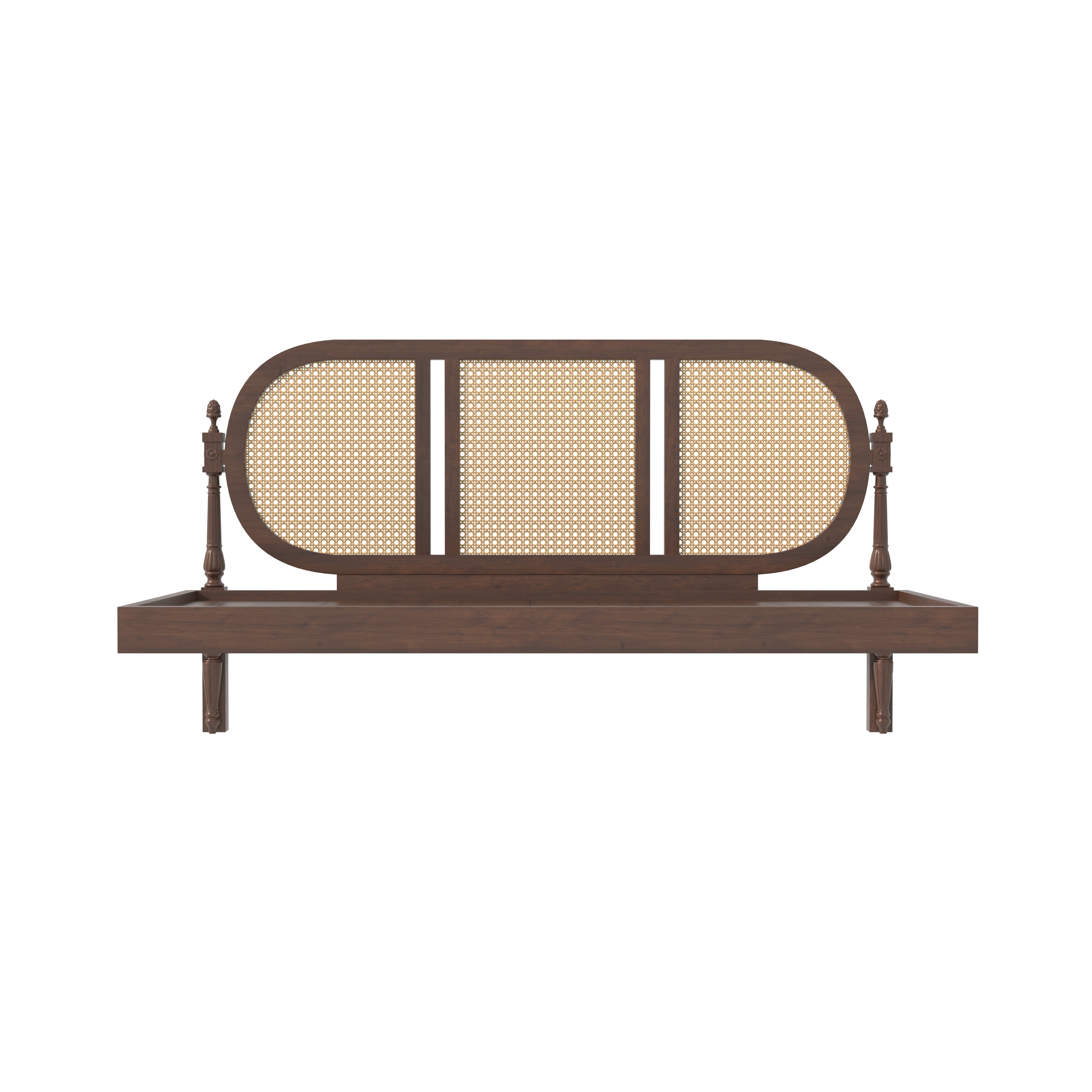 Elegant Cane-Style Day Bed with Extended Lounging Backrest Sofa cum bed