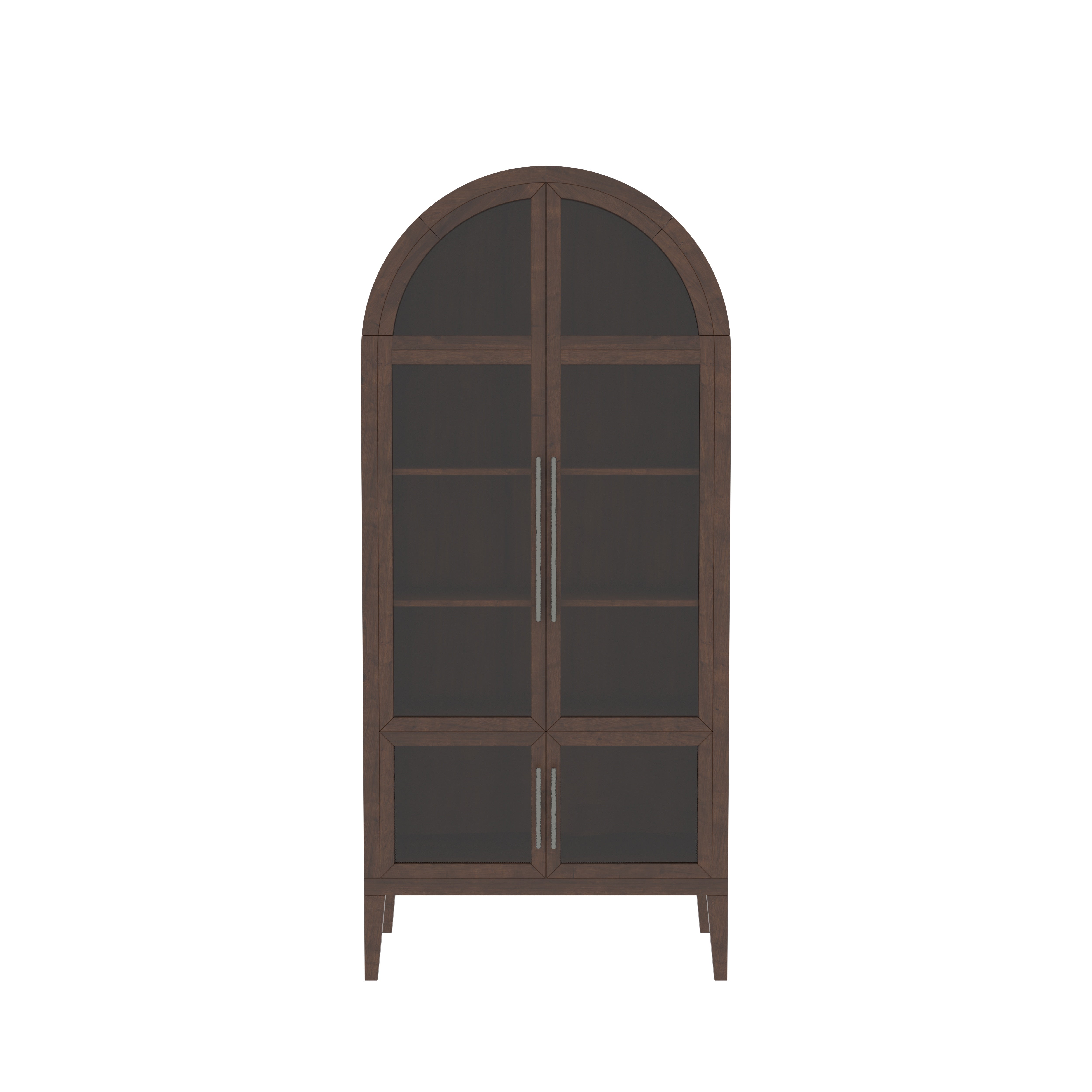 Alverro Grand Arch European Luxury Wardrobe with Glass Display Doors and Sculpted Wooden Frame Wardrobe
