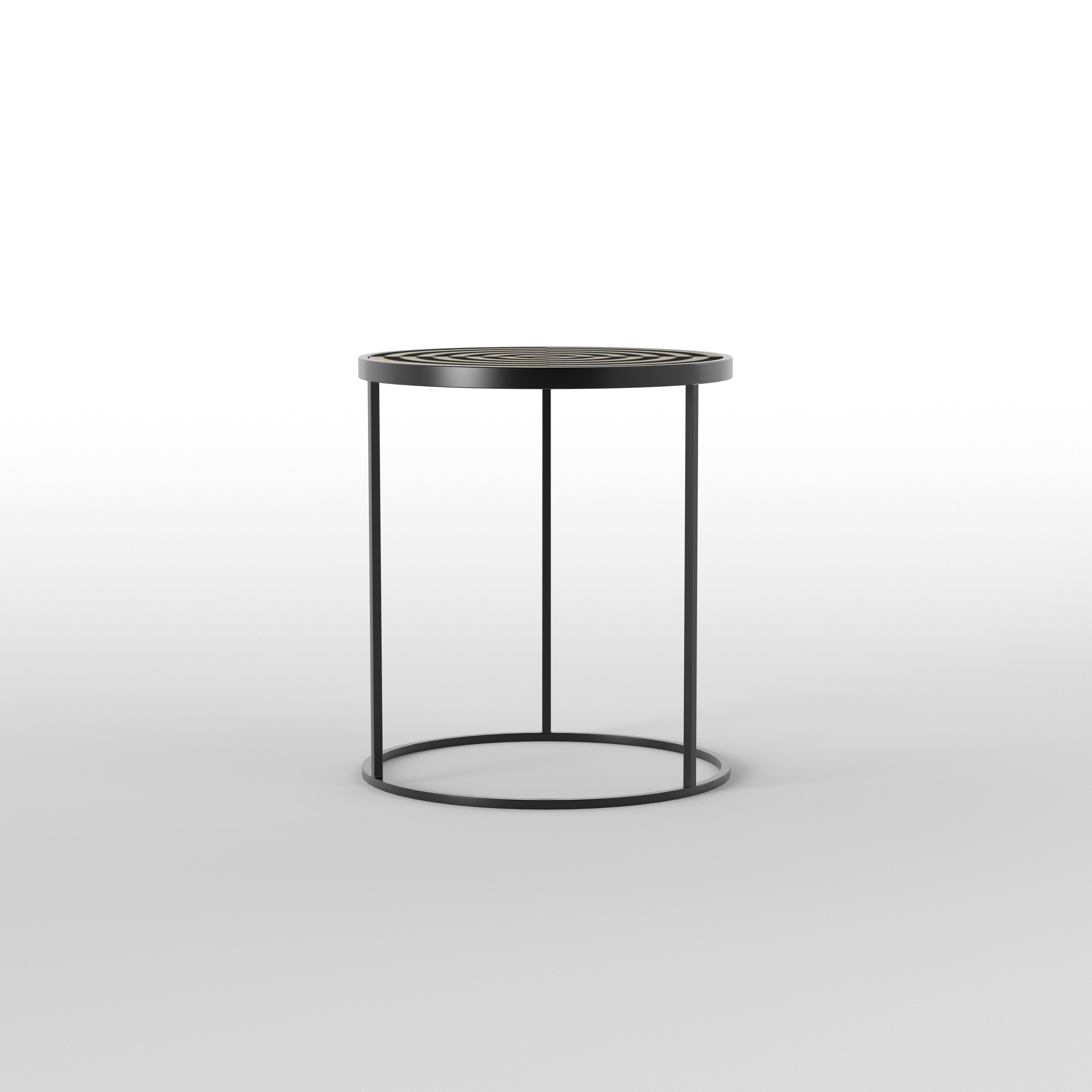 Concentric Circles End Table - Hand-Painted Geometric Design End Table