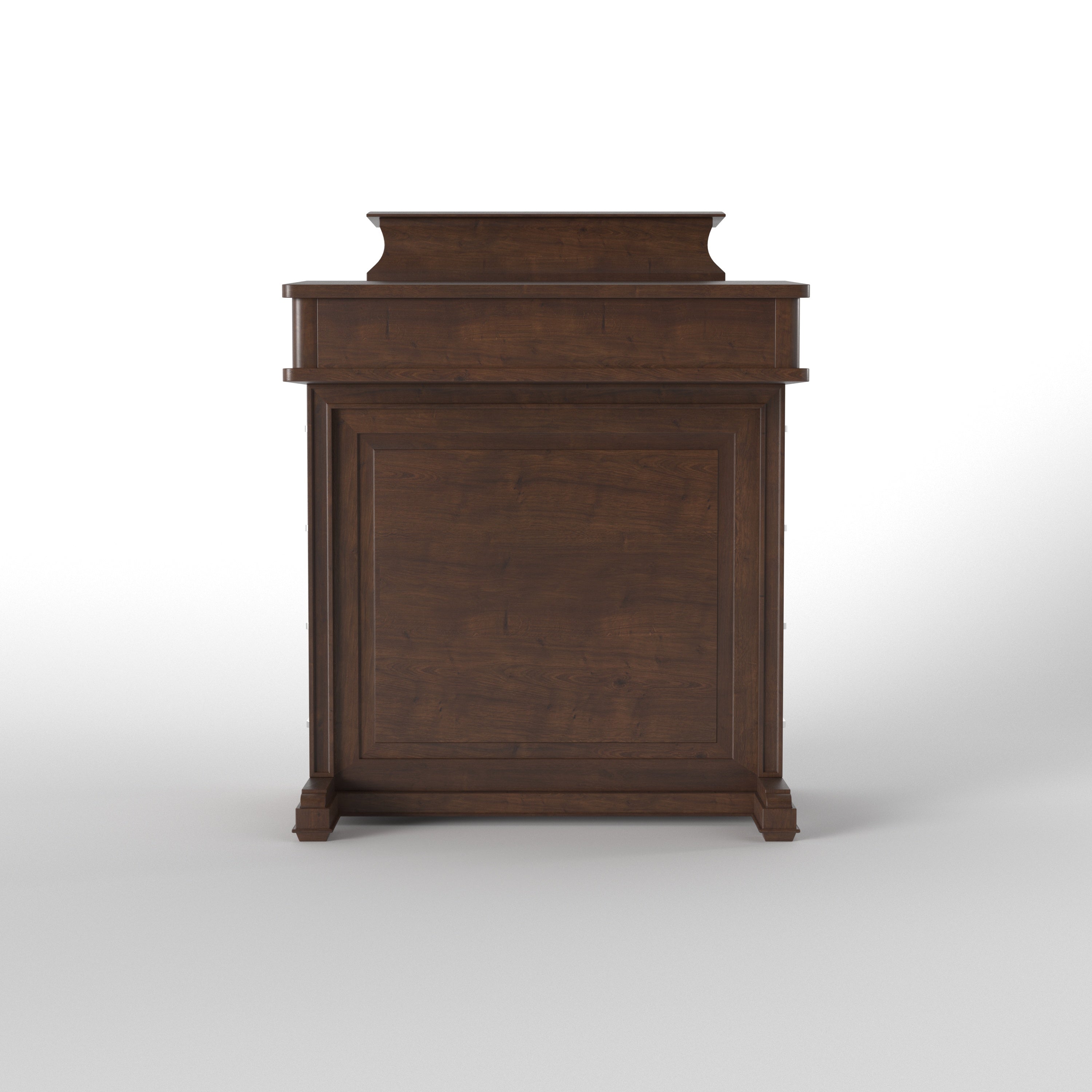 Handcrafted Solid Wood Church Pulpit Lectern with Stepped Crown Top & Four Side Drawers Study Table