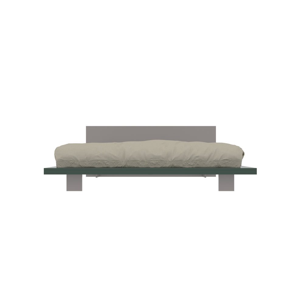 Minimalist Low-Height Platform Bed with Grey Headboard and Matte Finish