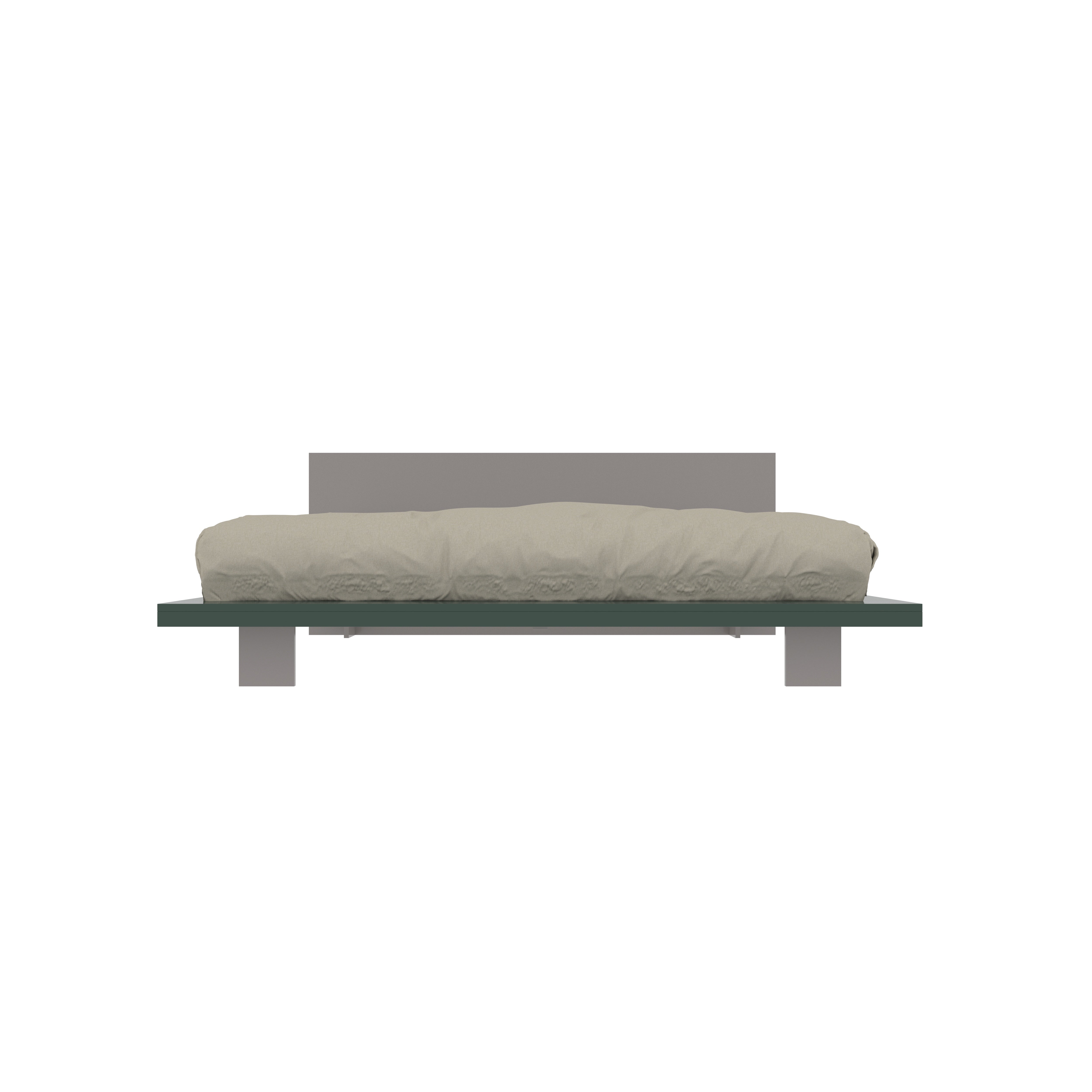 Minimalist Low-Height Platform Bed with Grey Headboard and Matte Finish Bed
