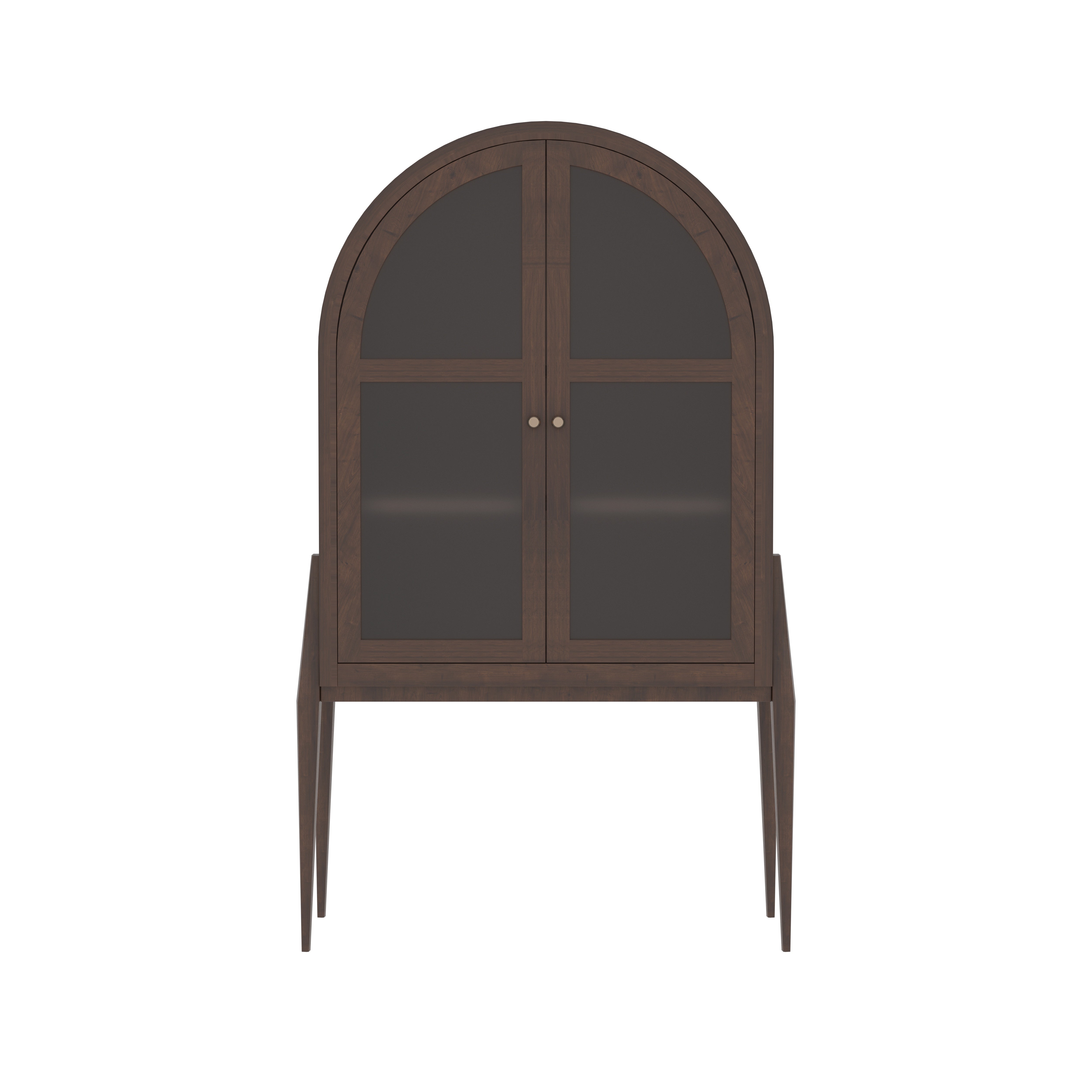 Lunarello Arch European Luxury Wardrobe with Frosted Glass Doors and Sculpted Wooden Frame Wardrobe