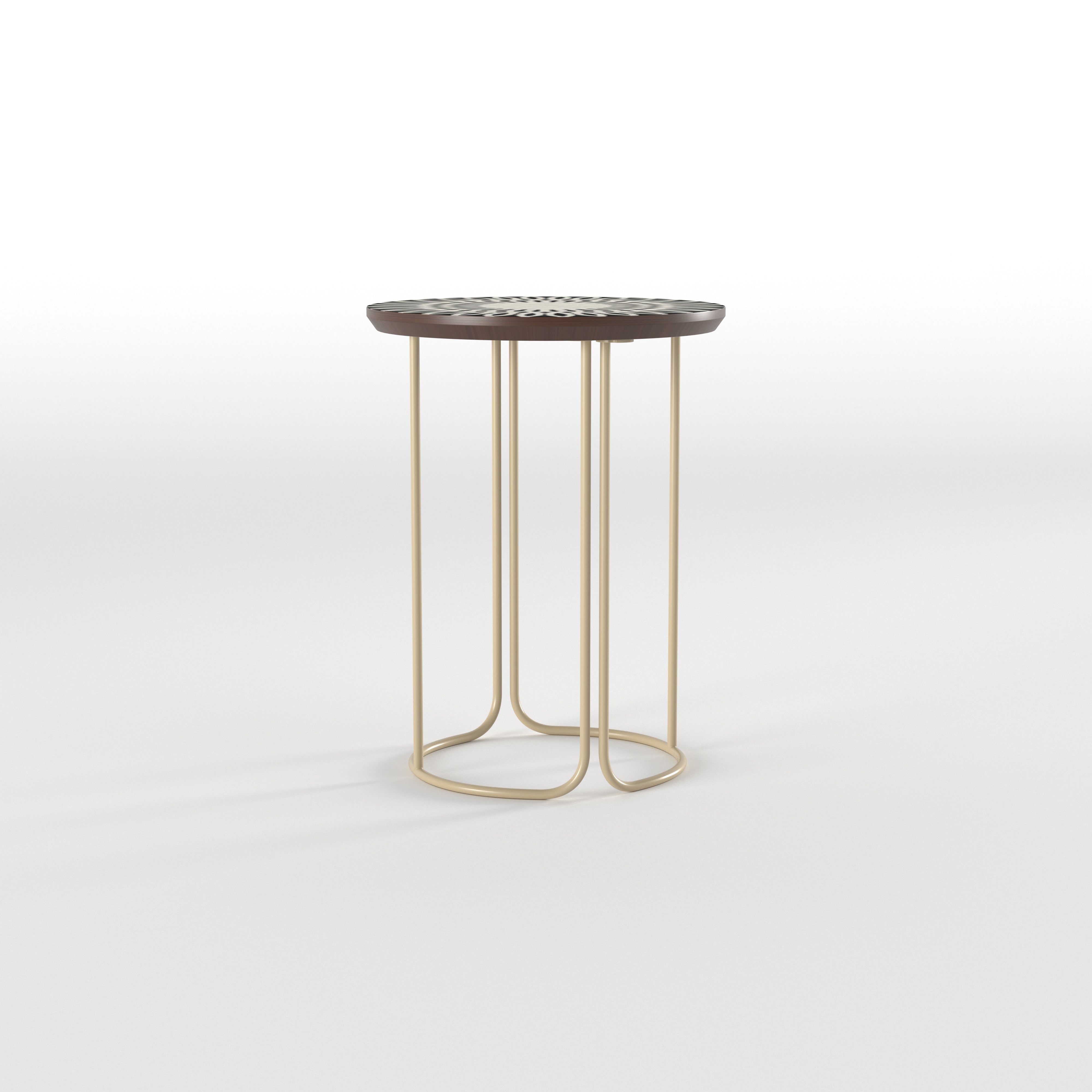 Sunburst Petal End Table - Hand-Painted Radial Design End Table