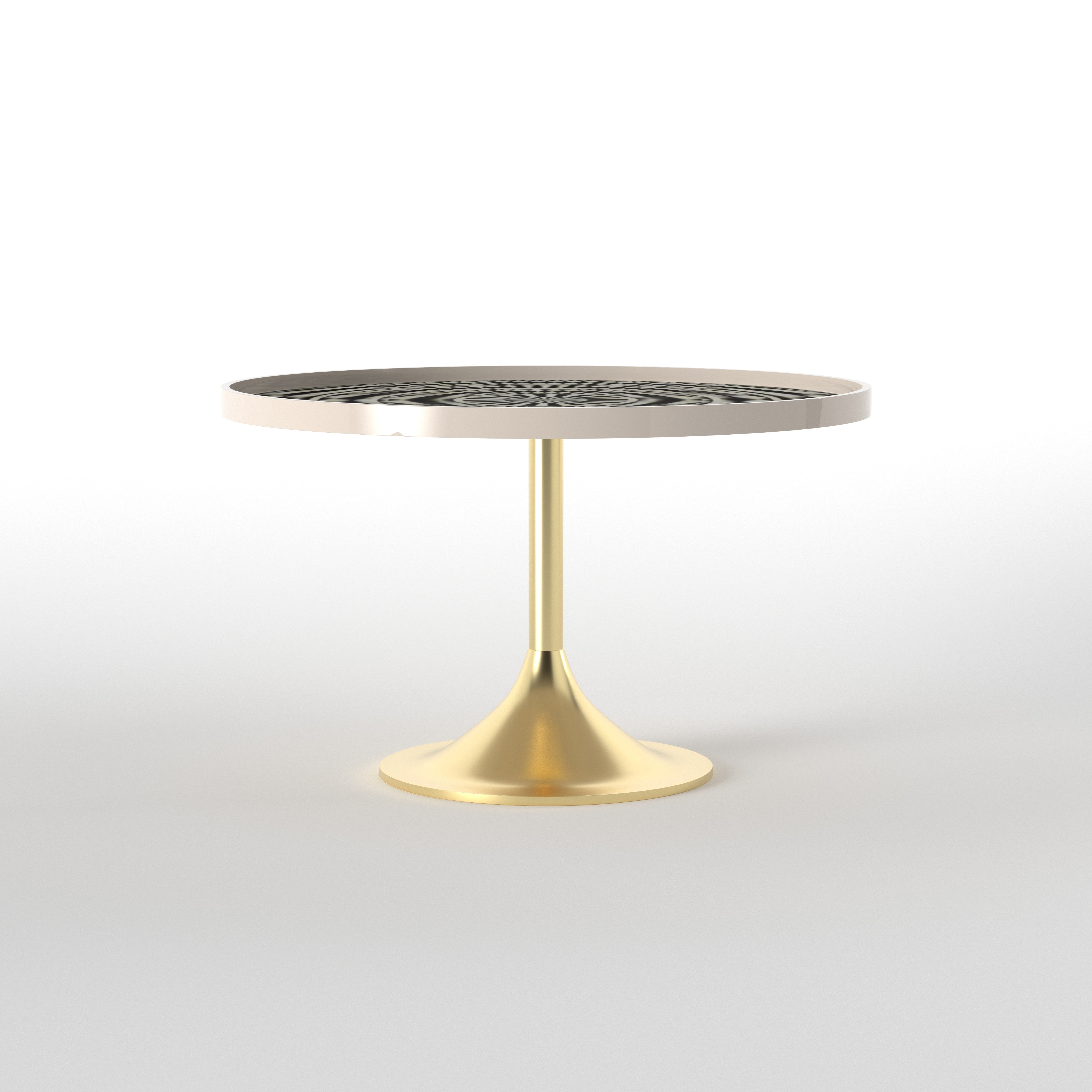 Optical Radial Accent Table - Hand-Painted Geometric Art End Table