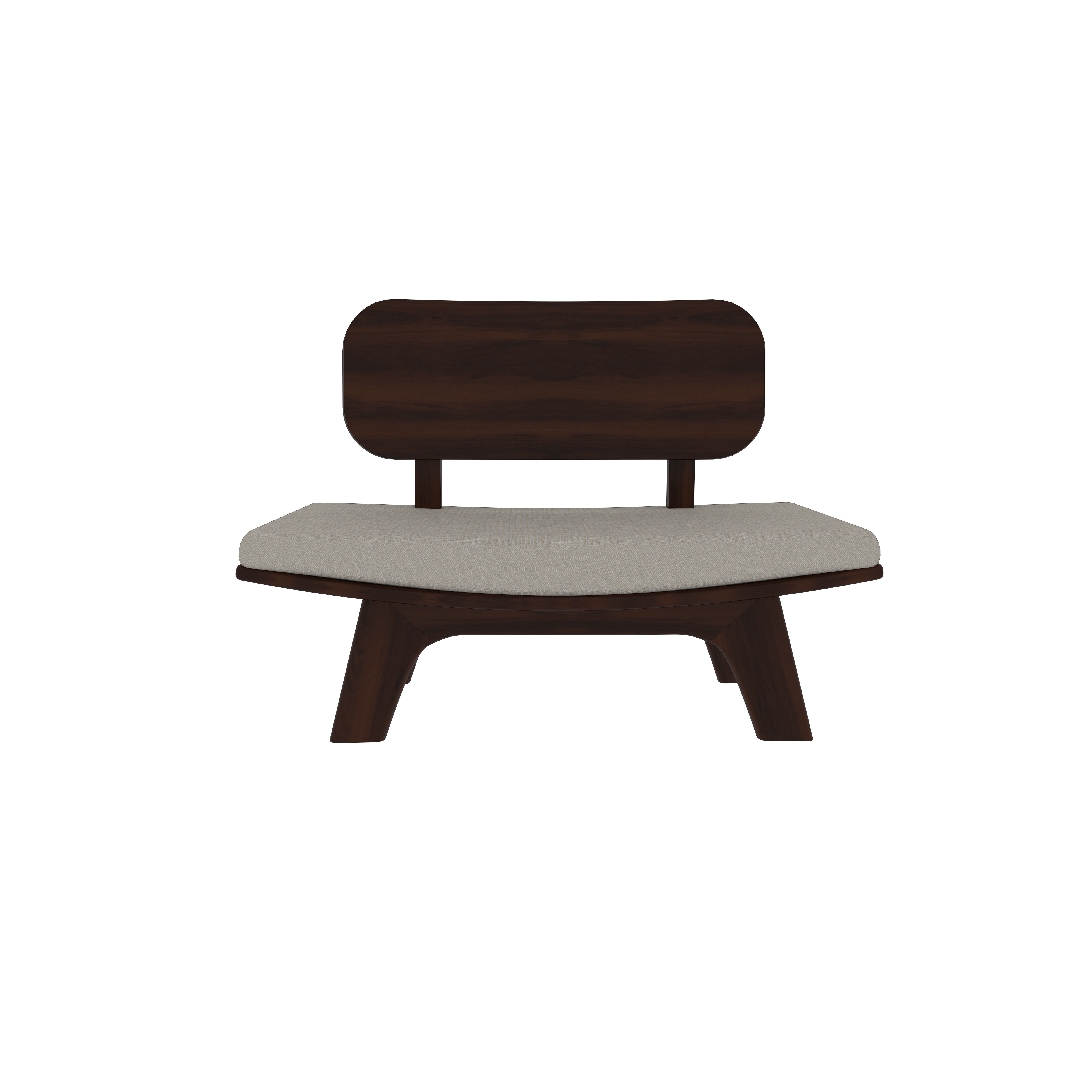 Modern Low-Height Dining Set - Dark Wood Table with Grey Upholstered Chairs (6 Seater) Japanese Dining Set