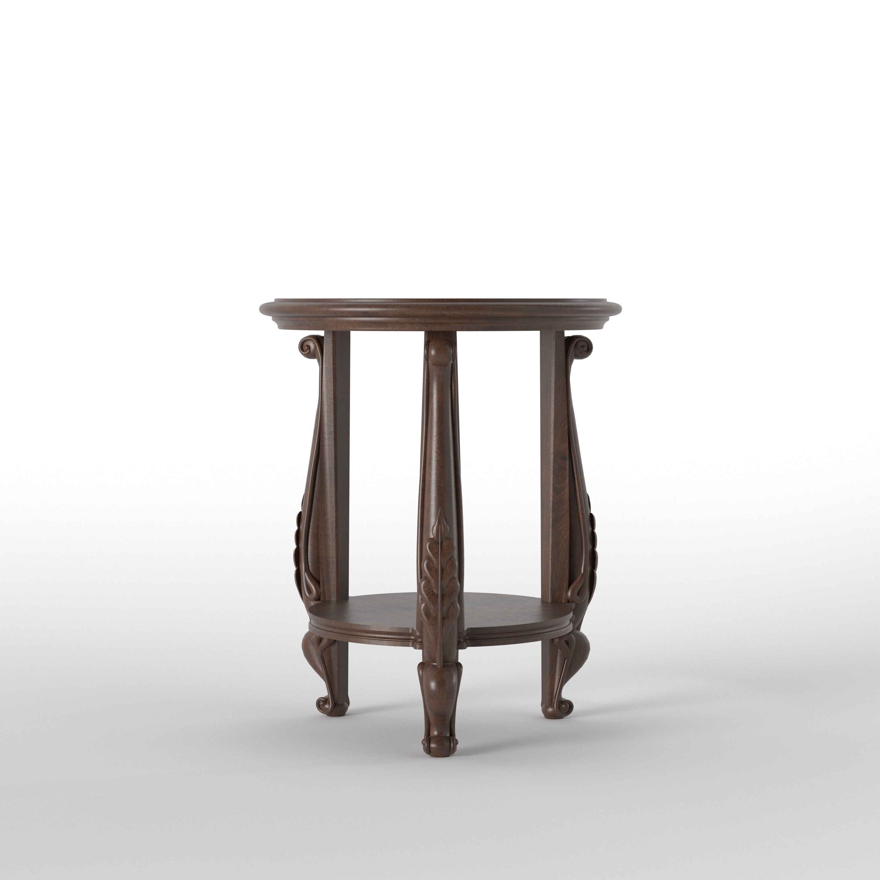 Vintage Round Accent Side Table with Artistic Detailing End Table