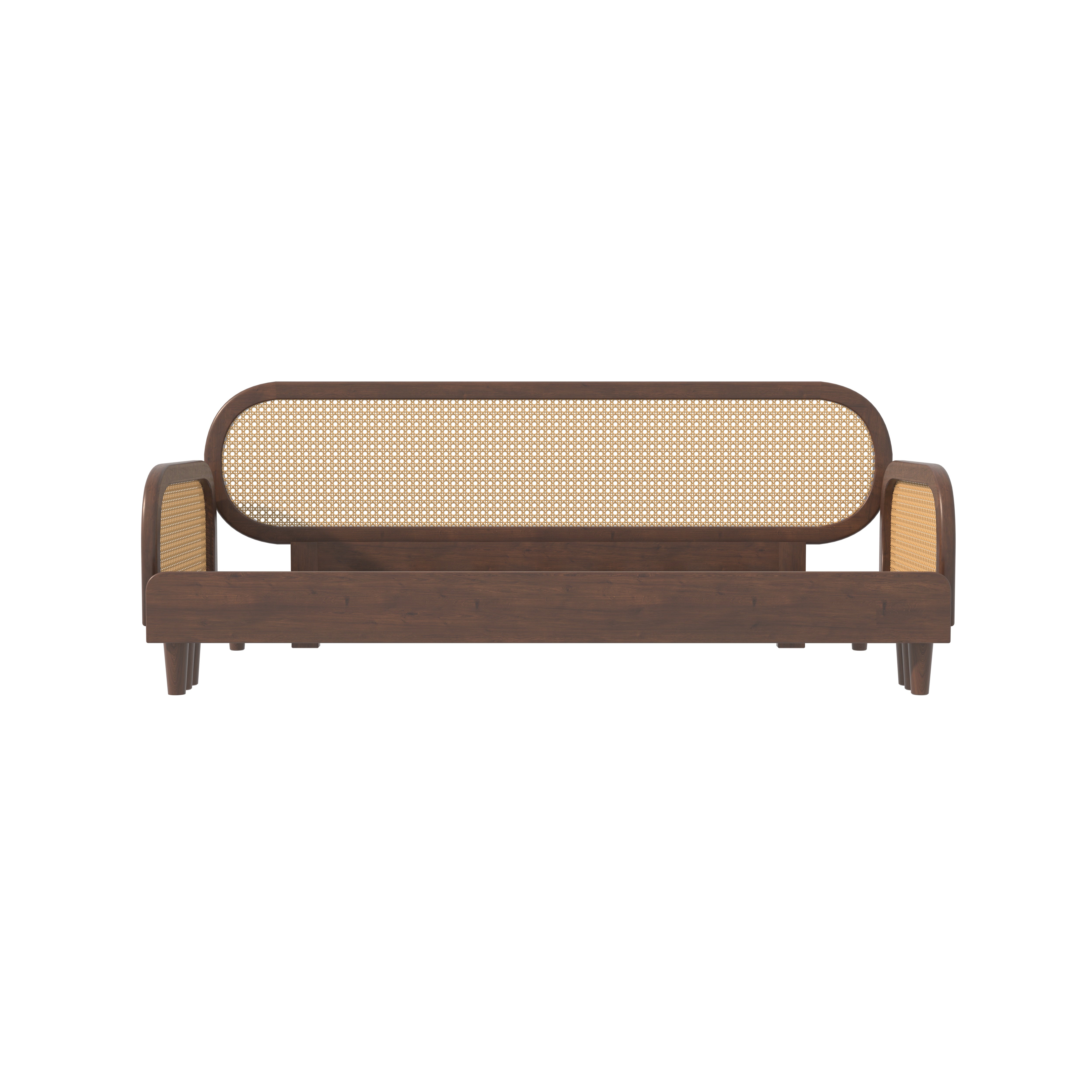 Artisan Luxe Extendable Day Bed with Curved Cane-Style Backrest Sofa cum bed