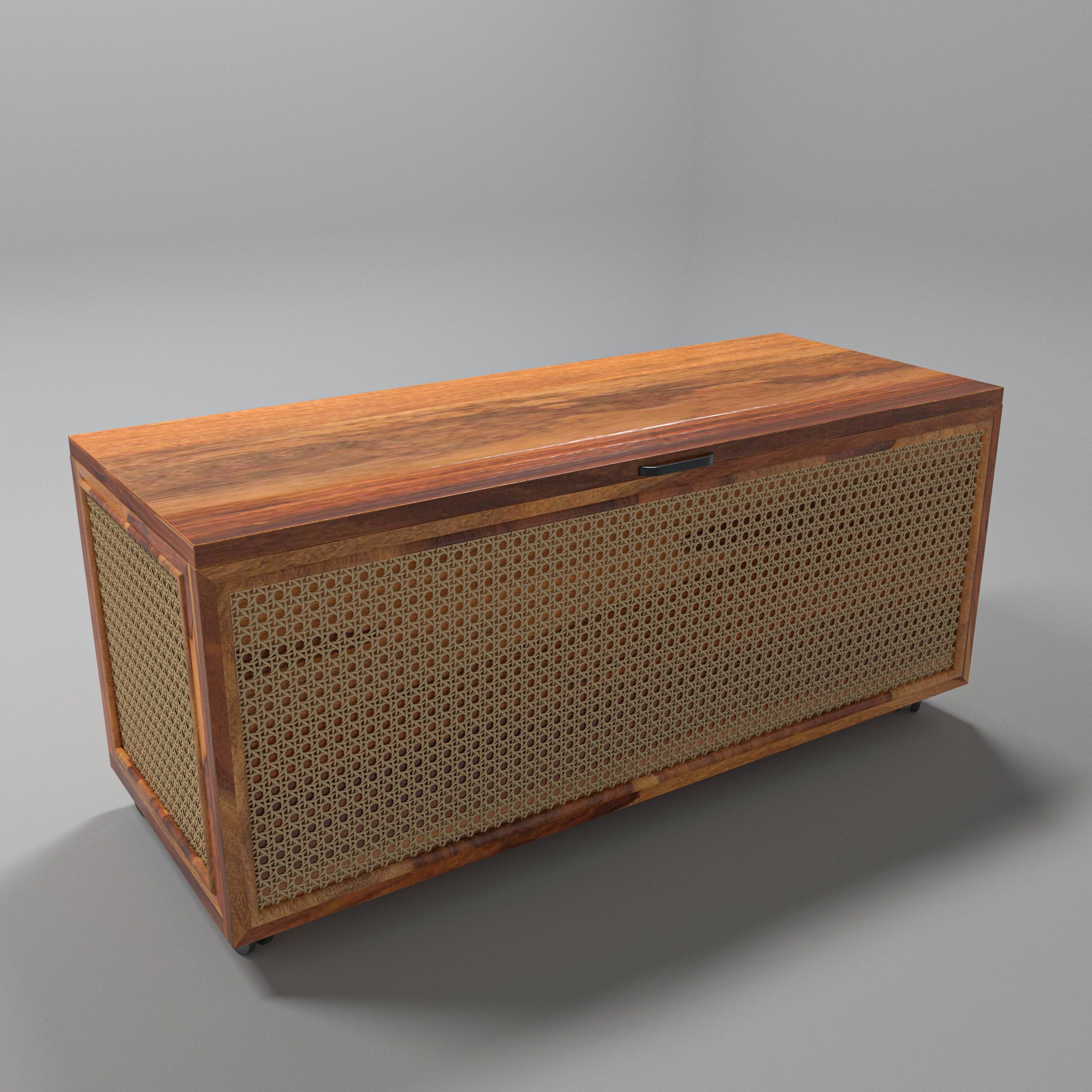 Modern Time Handmade Wooden Sitting Bench with Cane Storage Bench