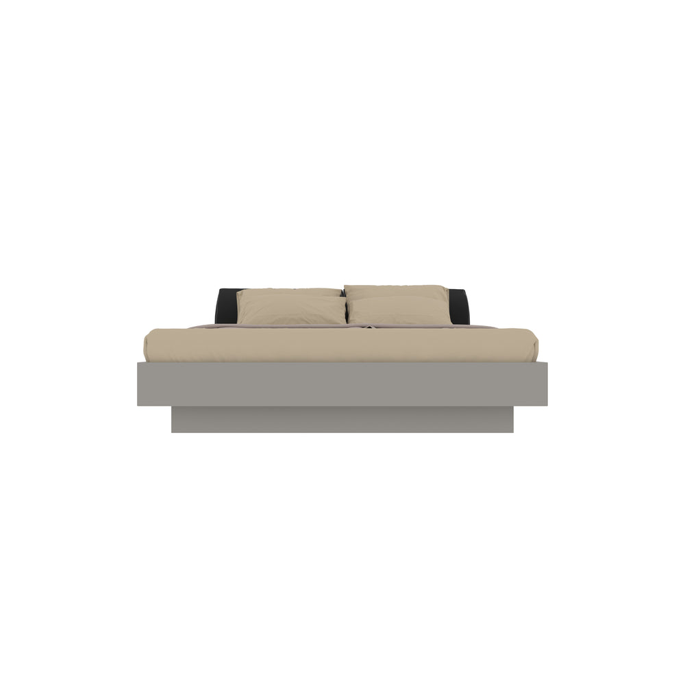 Contemporary Platform Bed with Cushioned Recliner Headboard & Side Storage
