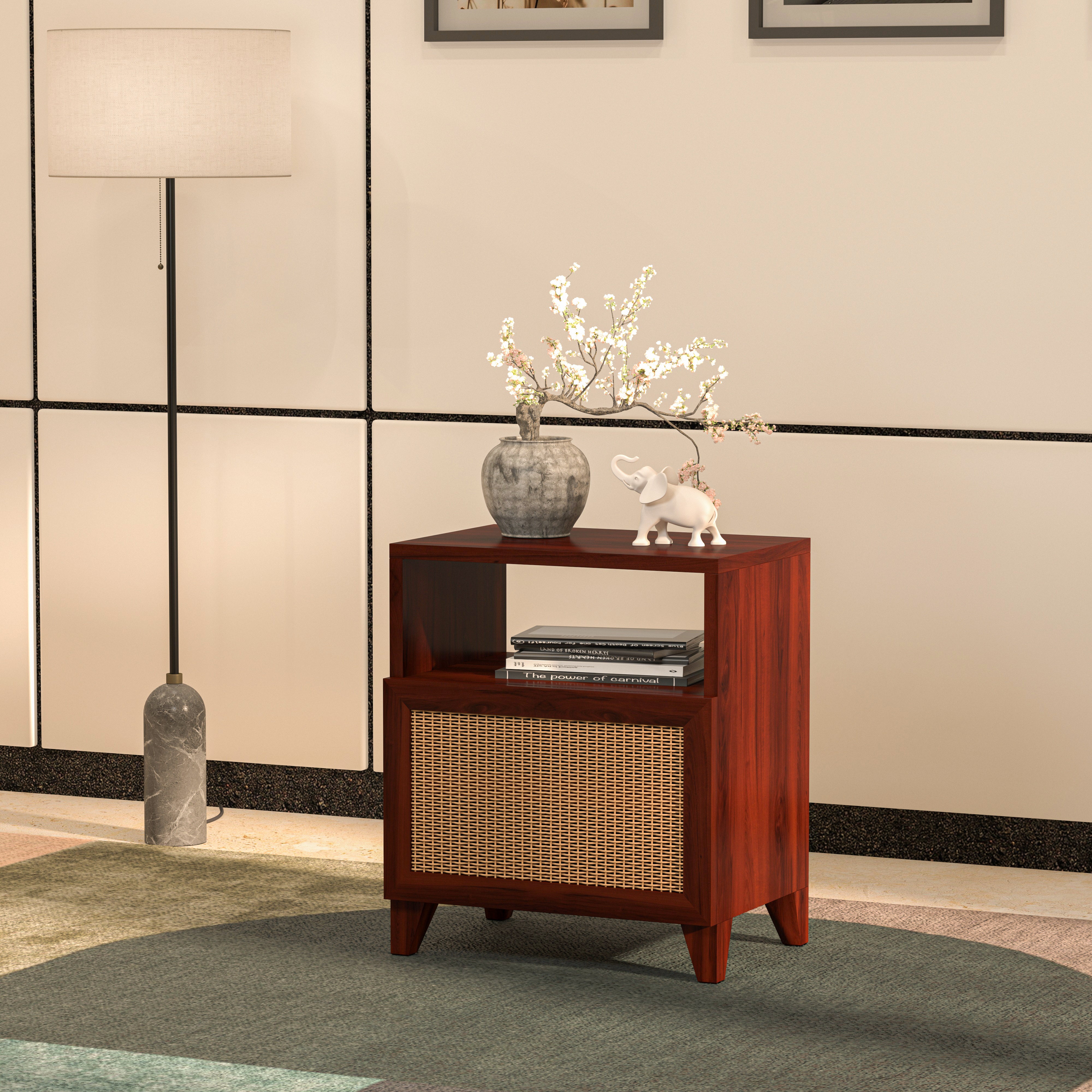 Glorious Dark Mahogany Finished Handmade Wooden Bedside Bedside